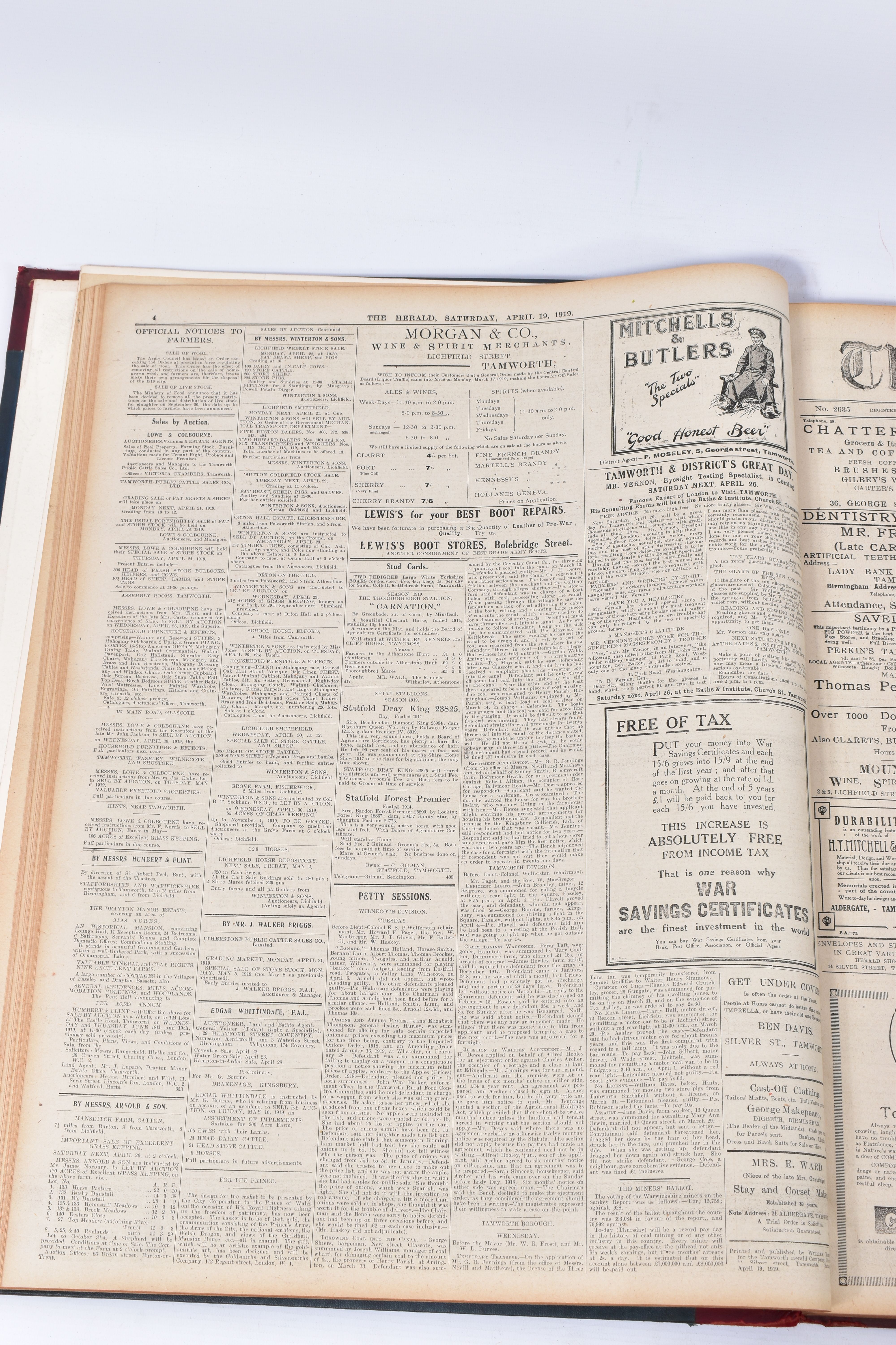 THE TAMWORTH HERALD, an Archive of the Tamworth Herald Newspaper from 1919, the newspapers are bound - Image 3 of 9