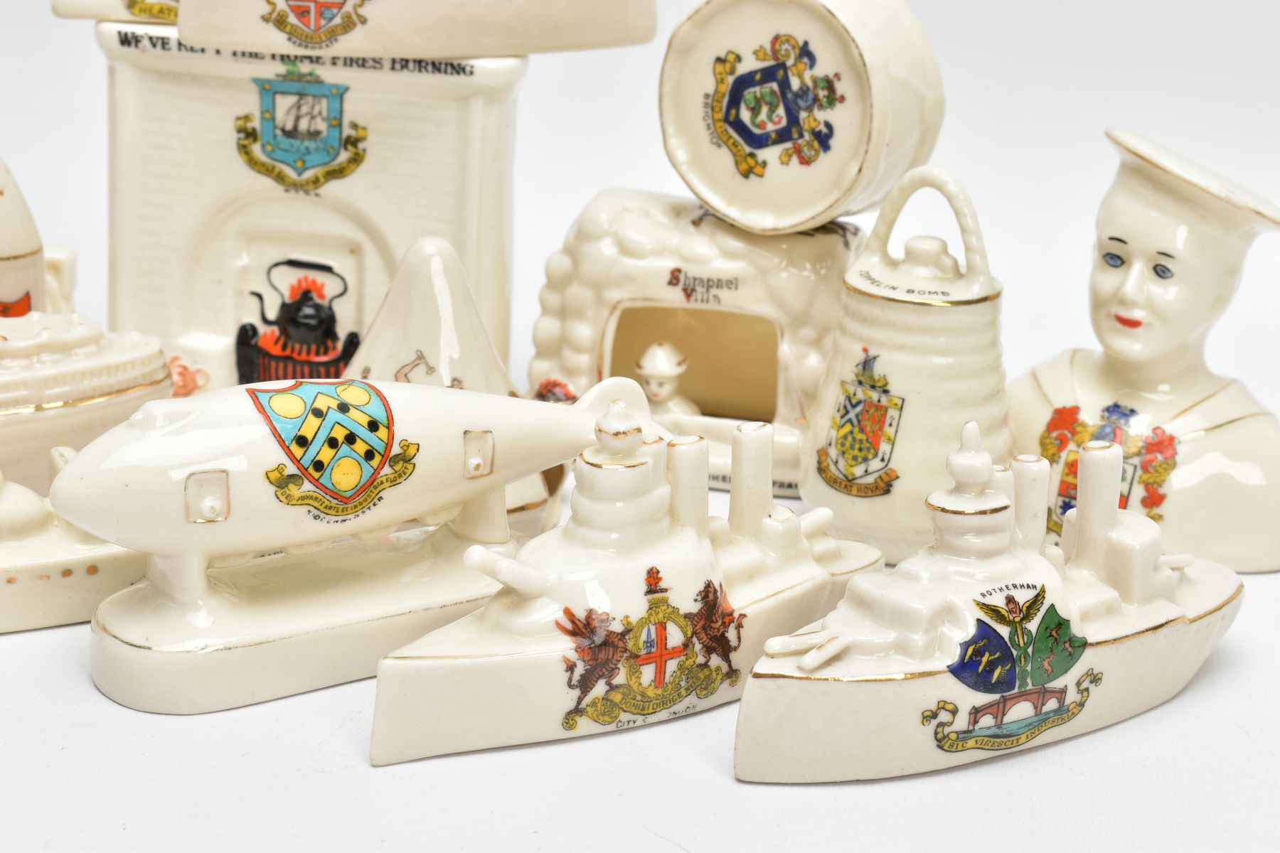 A COLLECTION OF WORLD WAR I CRESTED CHINA, manufactured by Arcadian, Diamond, Shelley, Sussex, - Image 3 of 11