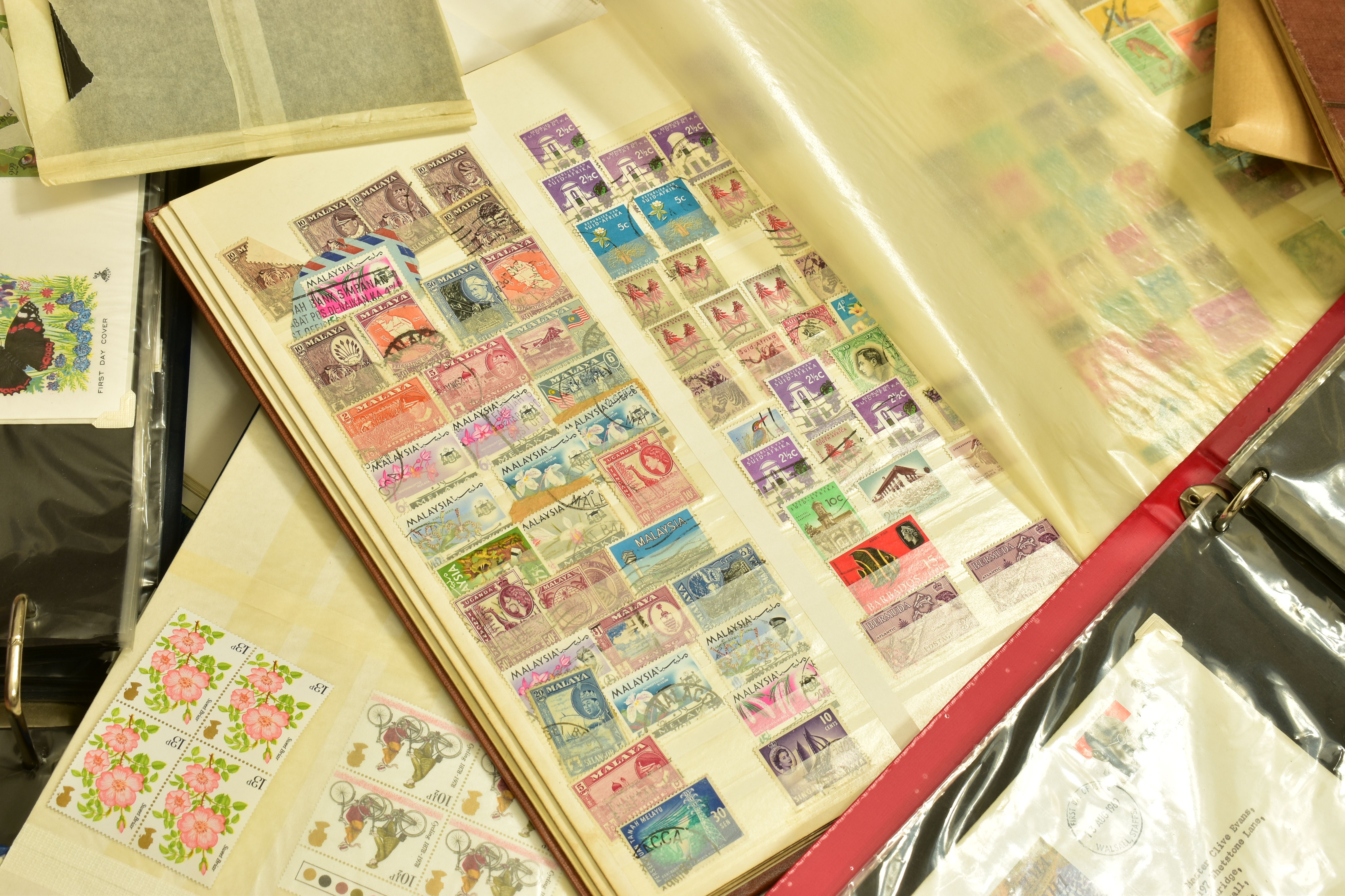 WELL FILLED BOX OF STAMPS, often as covers in six albums and loose in packets, we note 1970s-80s - Image 4 of 10