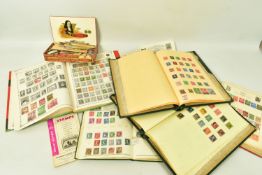 SMALL BOX AND BAG OF STAMPS, in five albums and loose in packets, we note GB from early line