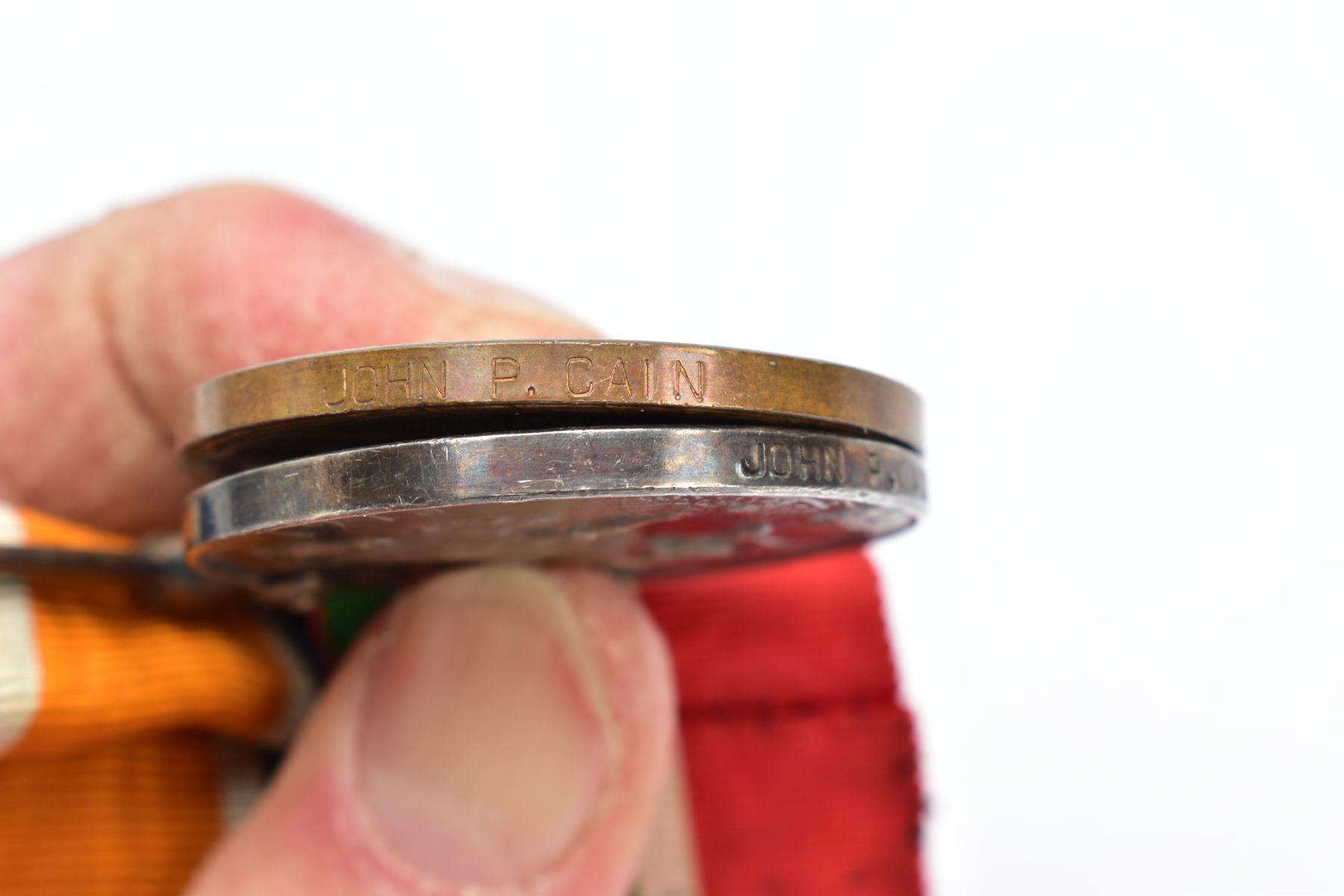 A MERCHANTILE MARINE WAR & BRITISH WAR MEDAL PAIR, on a wearing bar, named John P Cain, - Image 4 of 6