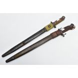 TWO WORLD WAR 1/2 RIFLE BAYONETS AND SCABBARDS, to include US Army 1917 pattern Remington brand