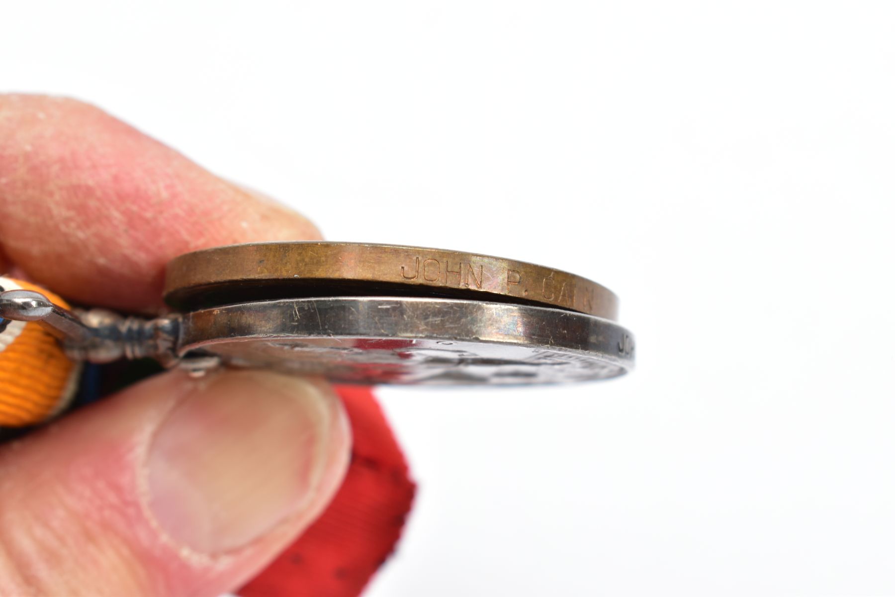 A MERCHANTILE MARINE WAR & BRITISH WAR MEDAL PAIR, on a wearing bar, named John P Cain, - Image 3 of 6