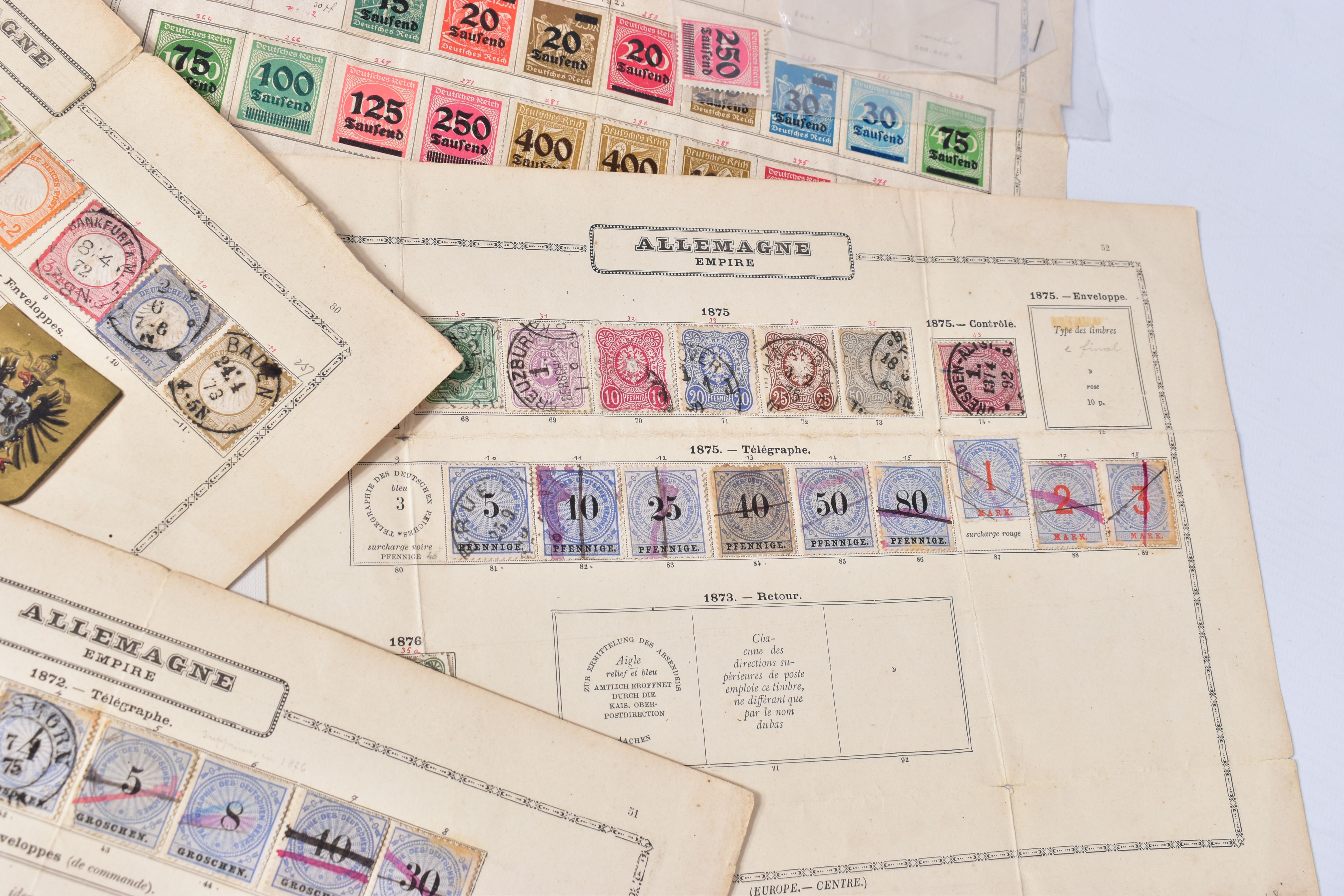 FOLDER OF OLD GERMAN STAMPS, on album pages from 1875 to 1920s, also note some revenues from the - Image 3 of 5