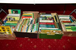 CRICKET BOOKS, four boxes containing approximately 120 hardback titles to include B&H Yearbooks,