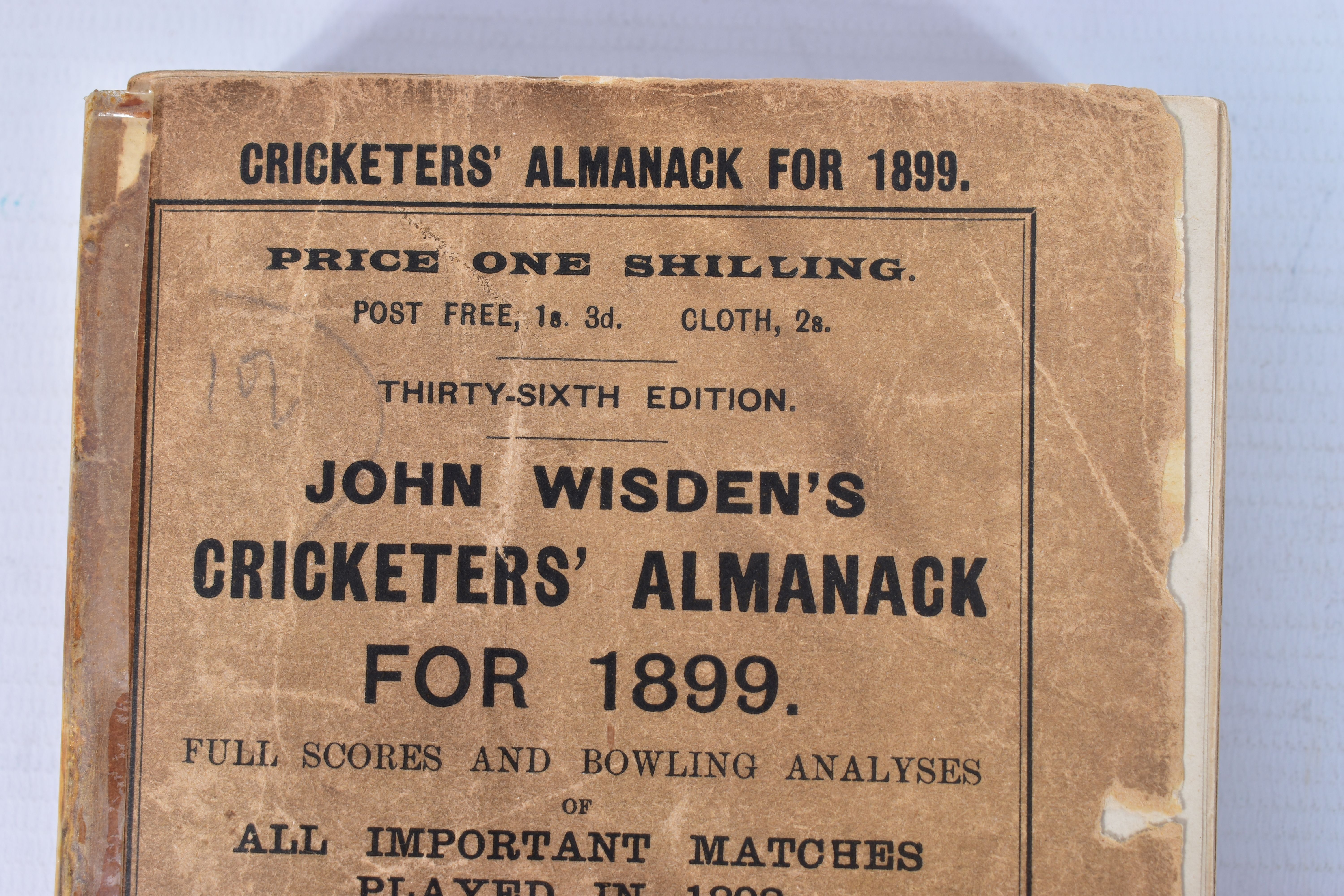 WISDEN; John Wisden's Cricketers' Almanack for 1899, 36th edition, photographic plate intact, - Image 2 of 7