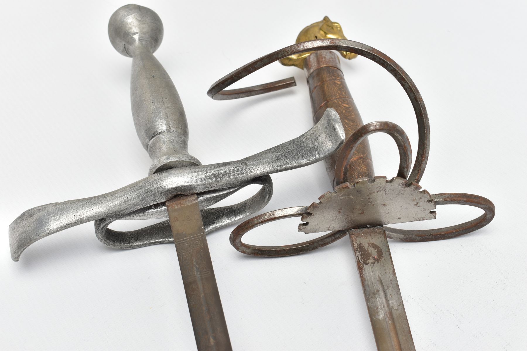 TWO MILITARY STYLE SWORDS, both appear to have been hand made in construction, narrow rapier style - Image 11 of 15