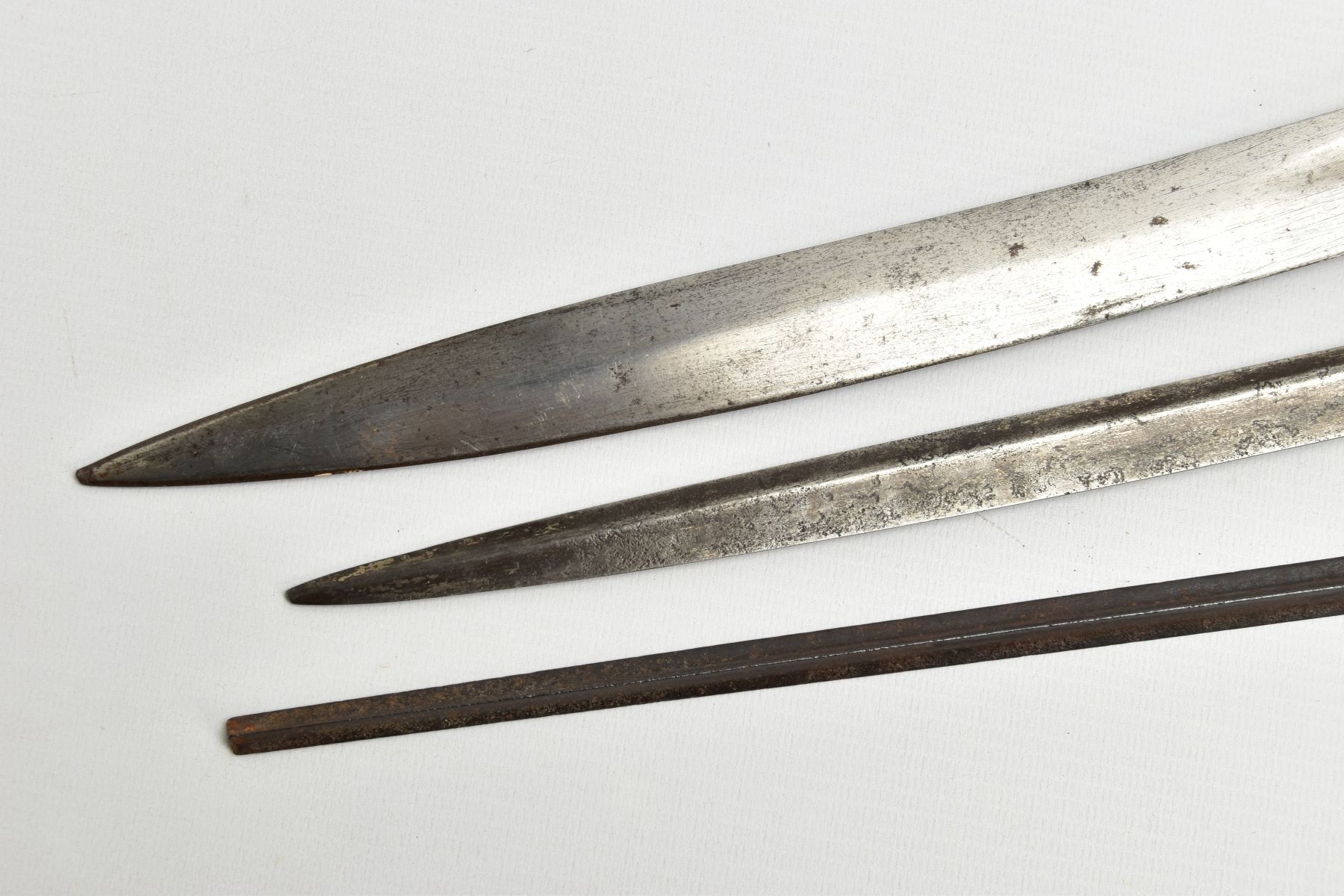THREE SWORDS BELIEVED 19TH Century, a white metal ornate grip and cross guard blade tip broken, - Image 9 of 12