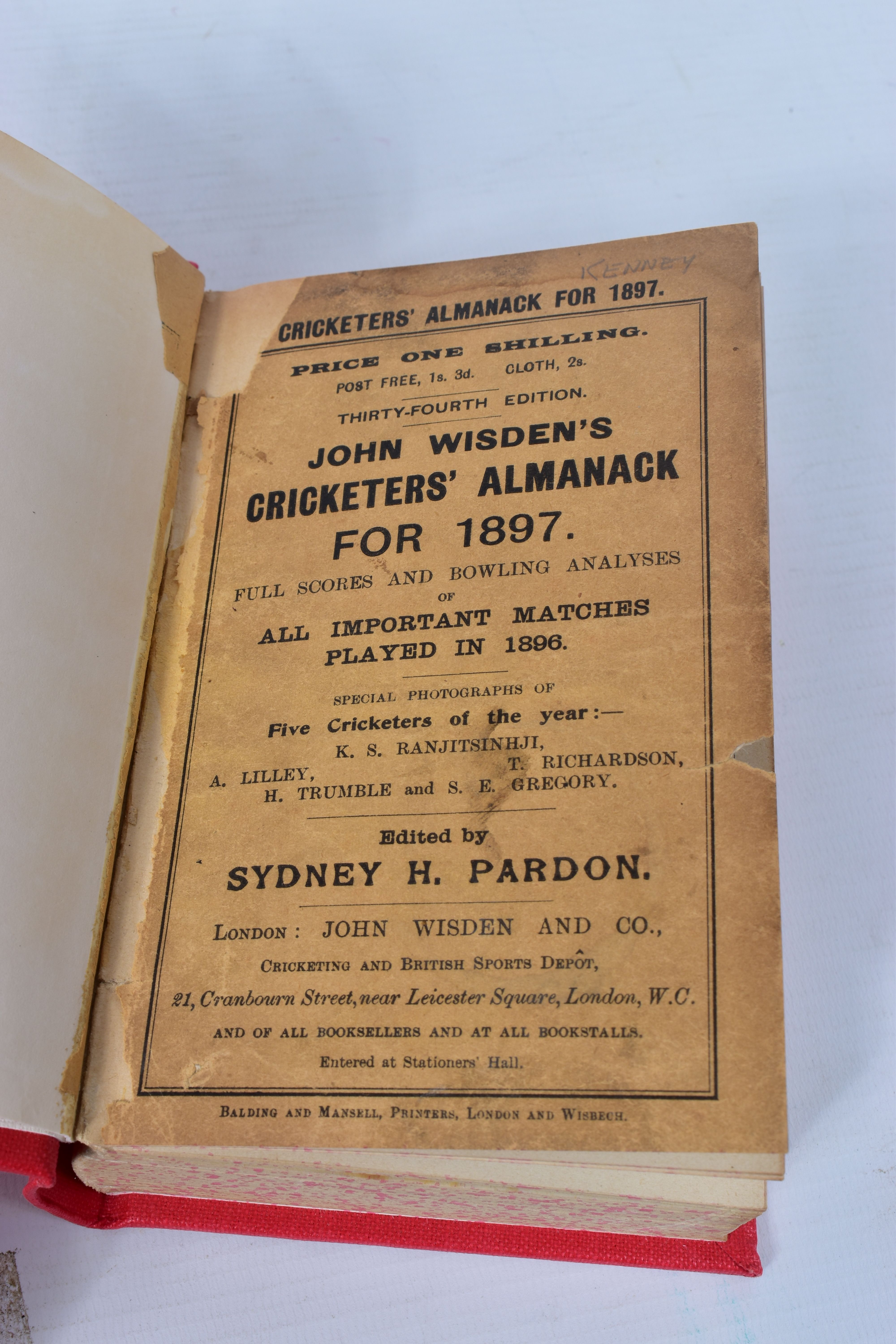 WISDEN; John Wisden's Cricketers' Almanack for 1897, 34th edition, photographic plate intact, red - Image 3 of 7