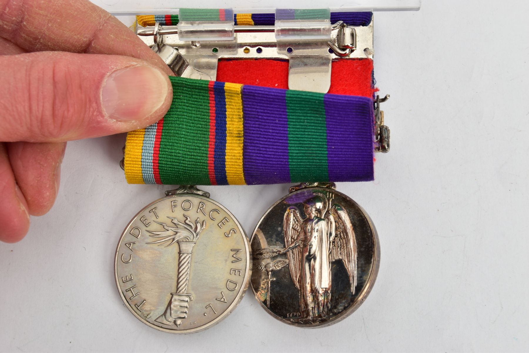 GENERAL SERVICE(CANAL ZONE BAR) & CADET FORCES MEDAL PAIR, on a jacket pocket wearing slide, GSM - Image 2 of 6