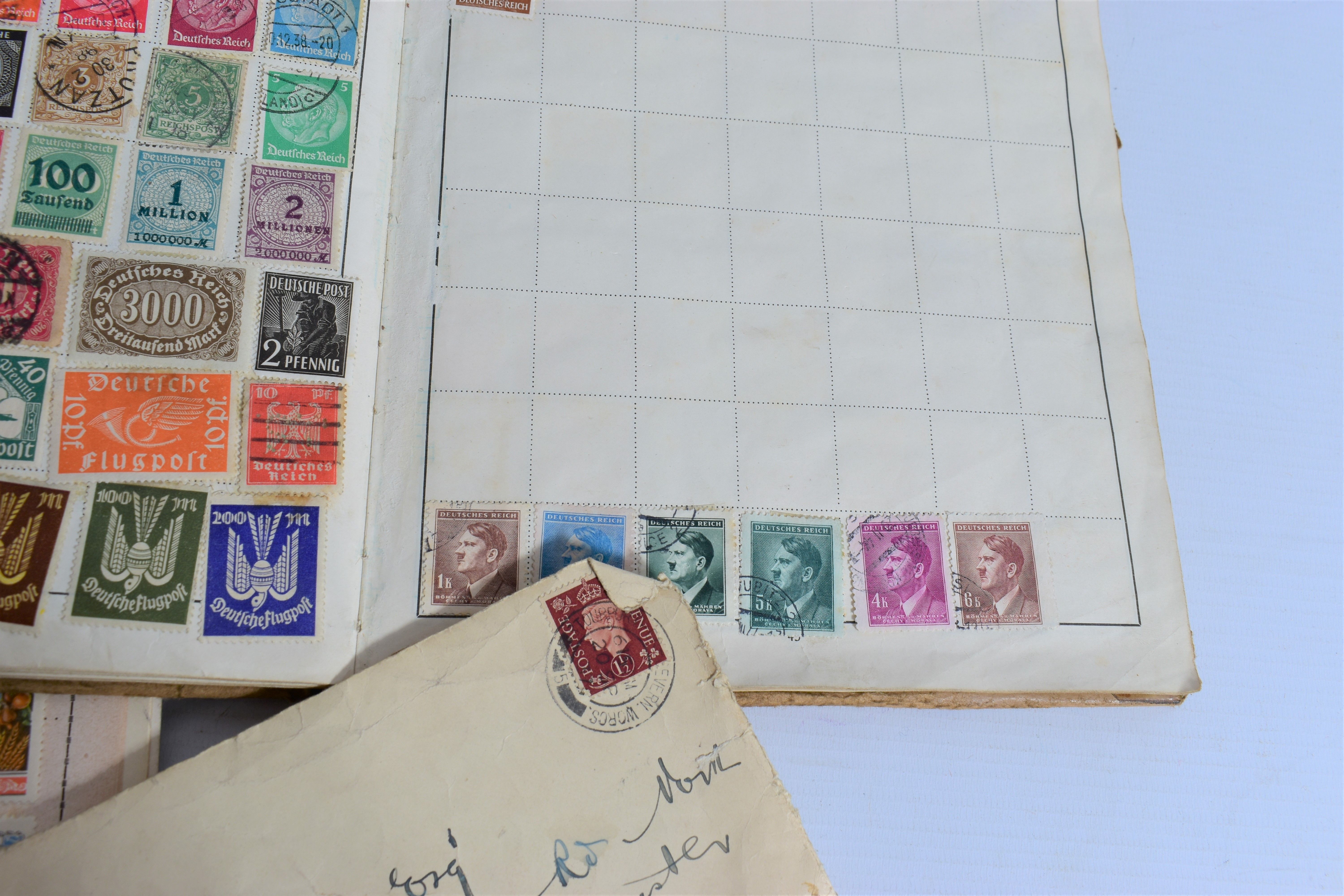 COLLECTION OF STAMPS IN FOUR JUNIOR TYPE ALBUMS AND ENVELOPES, we note GB 1935 silver jubilee 3s - Image 3 of 8