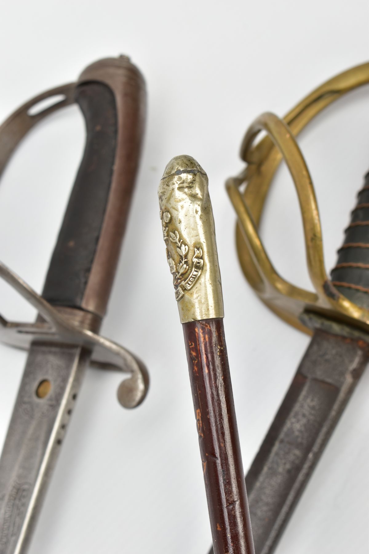 TWO MILITARY SWORDS AND OFFICERS SWAGGER STICK, a Royal Artillery officers sword by Henry - Image 9 of 21