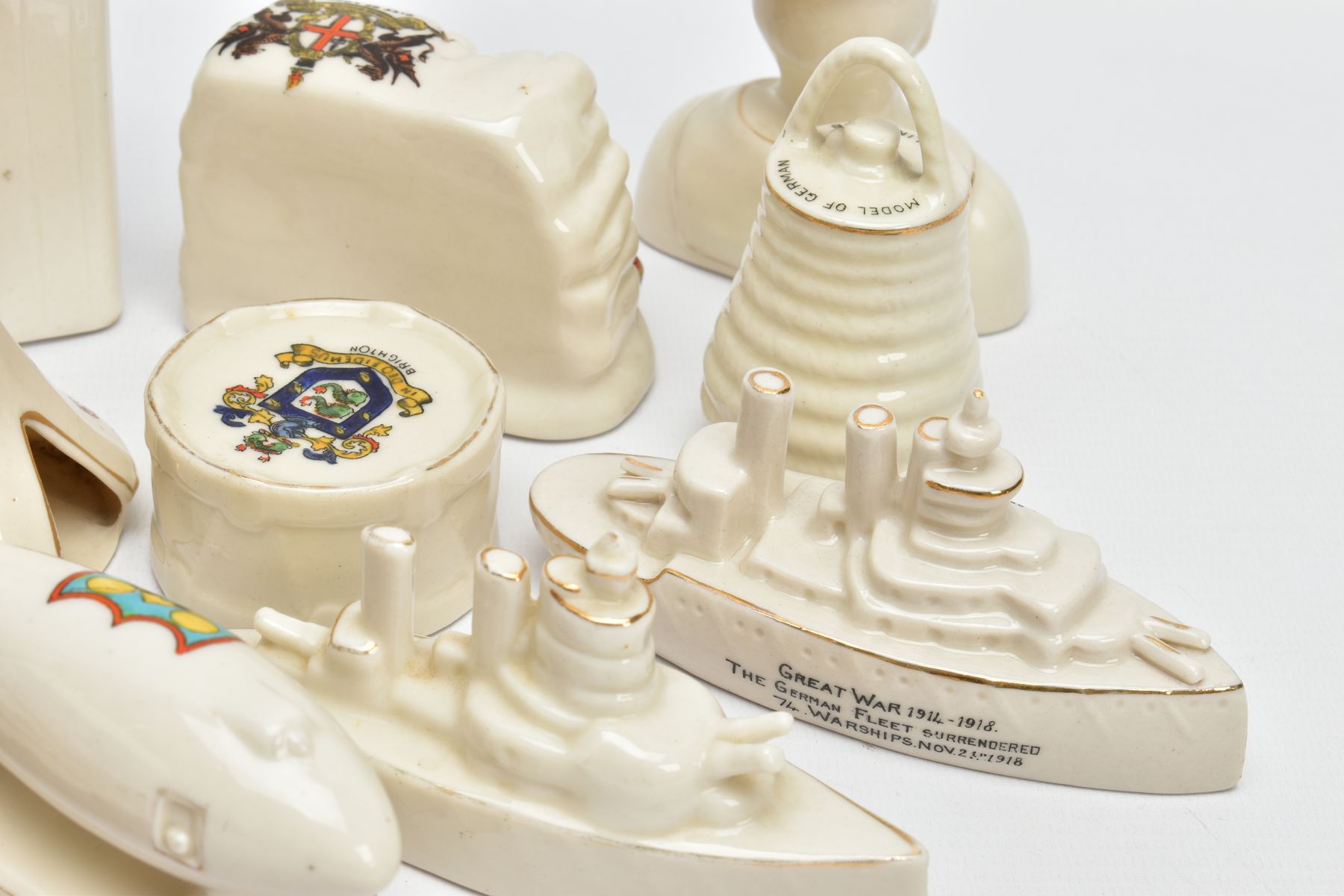 A COLLECTION OF WORLD WAR I CRESTED CHINA, manufactured by Arcadian, Diamond, Shelley, Sussex, - Image 10 of 11