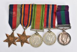 A GROUP OF WORLD WAR TWO MEDALS INCLUDING GENERAL SERVICE MEDAL, to include 1939-45, Burma Stars,