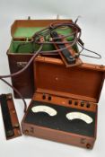 A BOXED ORIGINAL AIR MINISTRY (RAF) Ampheres and volts meter in leather carrying case, together with