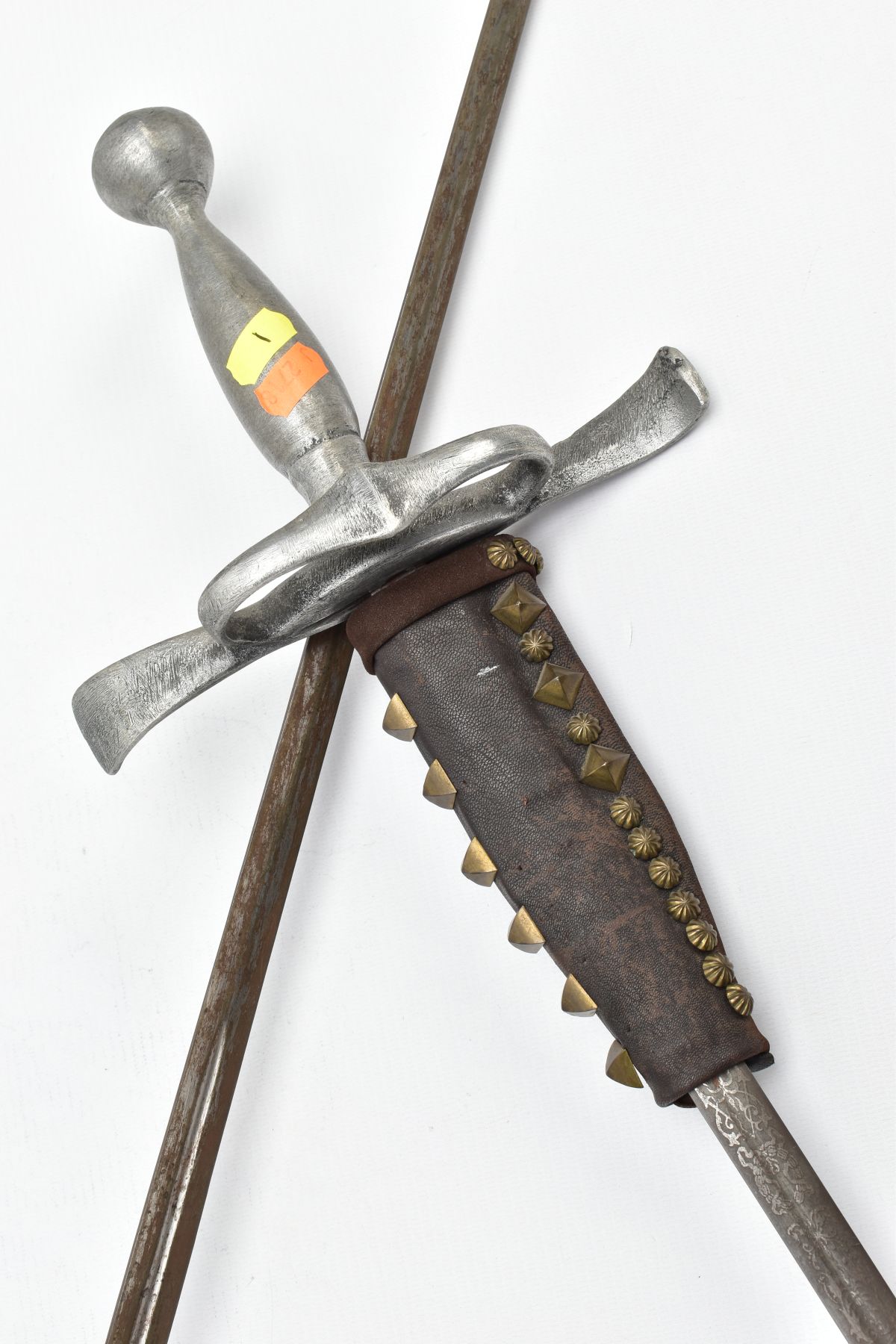 TWO MILITARY STYLE SWORDS, both appear to have been hand made in construction, narrow rapier style - Image 3 of 15