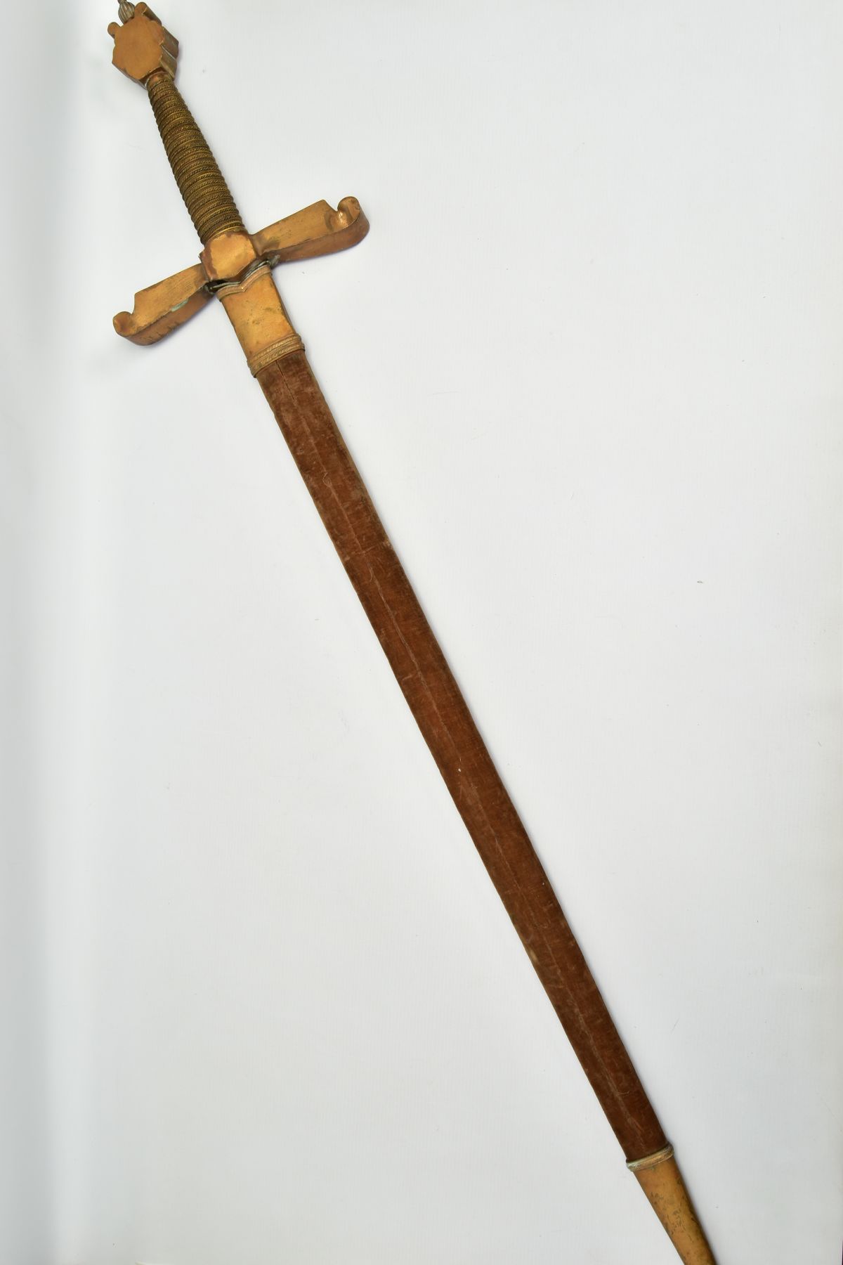 TWO ASIAN/INDIAN TOURIST STYLE CURVED SWORDS in wooden and suede scabbards, one id marked made in - Image 13 of 13