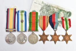 A GROUP OF WORLD WAR TWO MEDALS, to include 1939-45, Africa & Italy stars with Defence Medal,