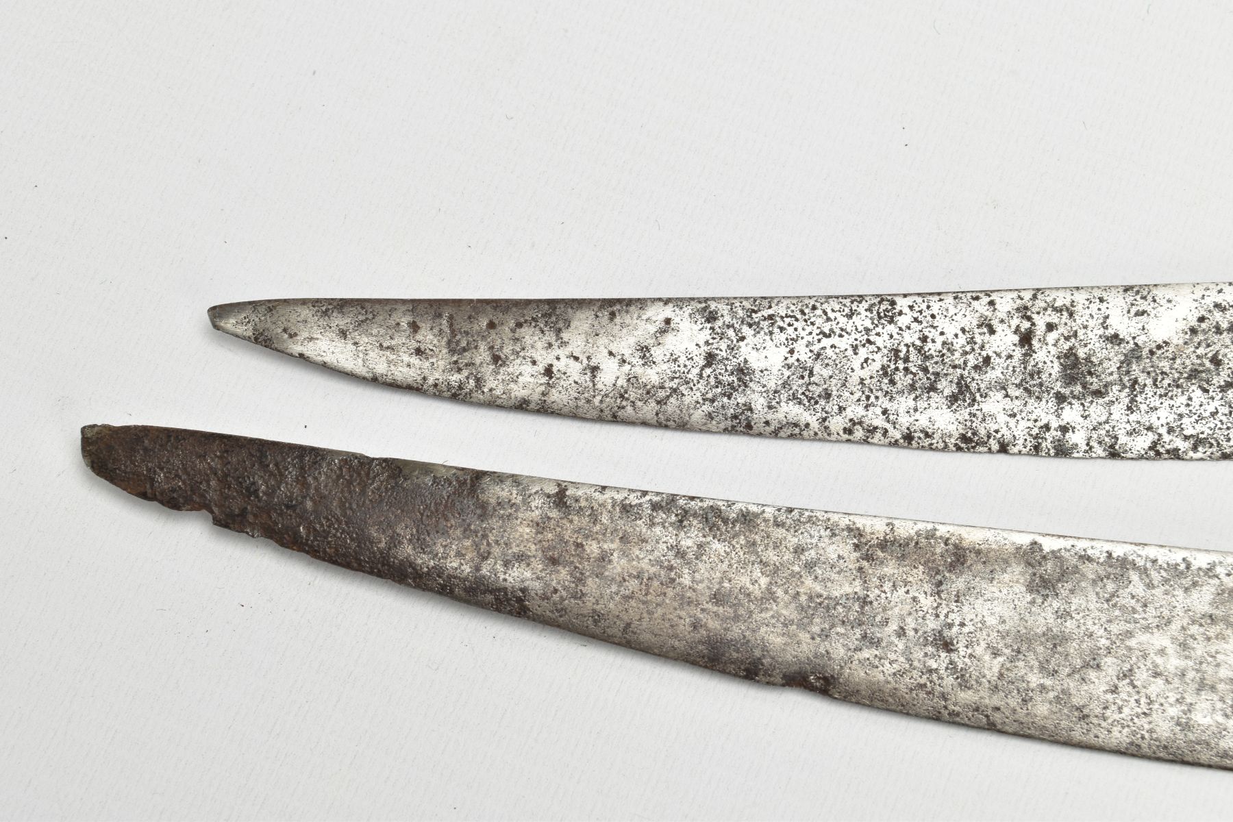 A PAIR OF TALWAR SWORDS, blade length approximately 70cm & 67cm, single fullered, no other - Image 9 of 10