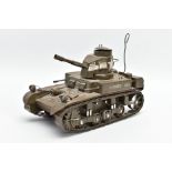 A SCRATCH HANDBUILT METAL MODEL, of a WWII period US Tank, in the style of an M3 Stuart tank, the