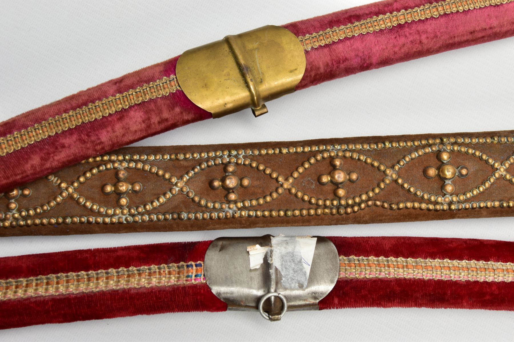 TWO ASIAN/INDIAN TOURIST STYLE CURVED SWORDS in wooden and suede scabbards, one id marked made in - Image 3 of 13