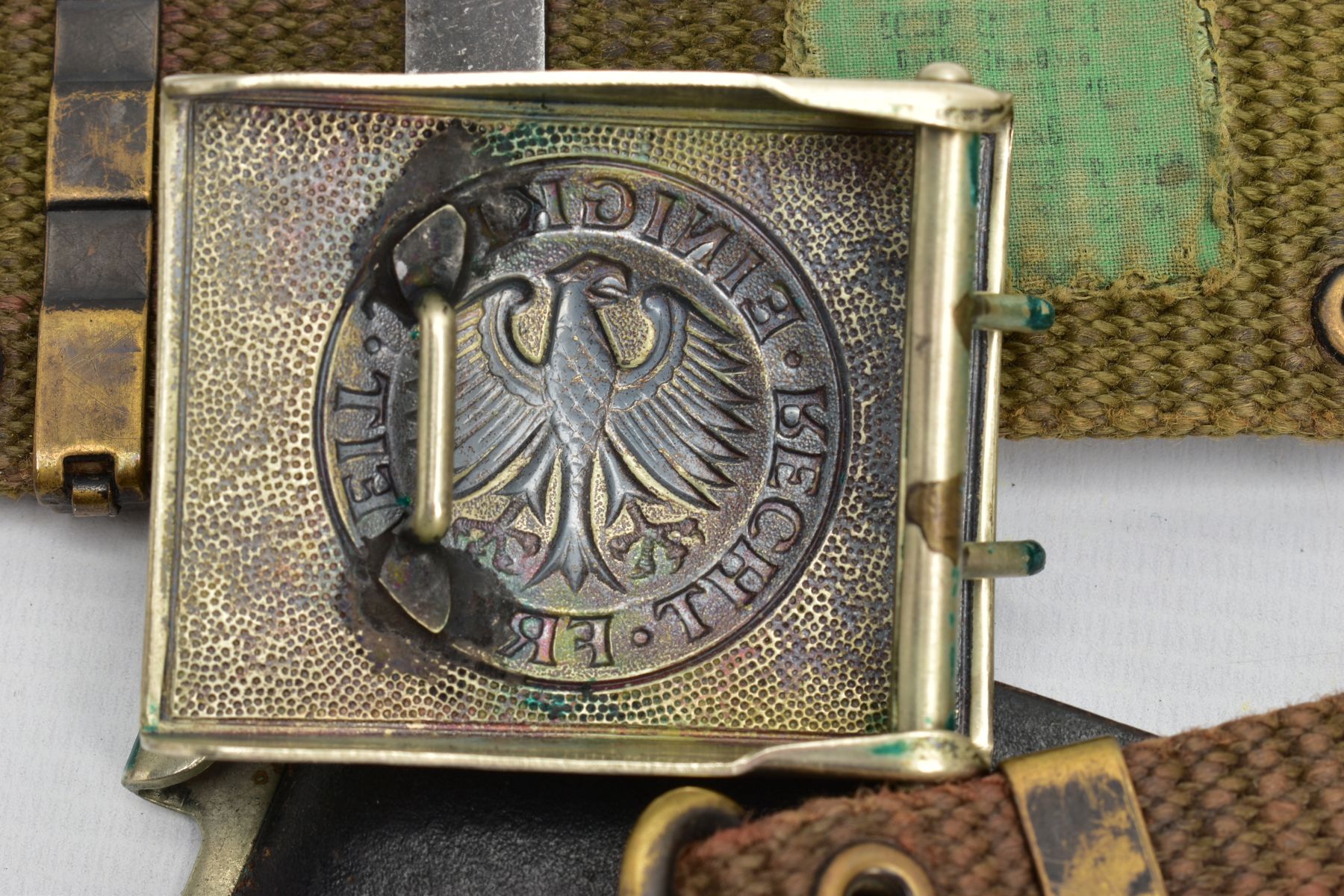 GERMAN POST WWII BUNDESWEHR ARMY BELT BUCKLE, with leather belt, the buckle is one piece face - Image 6 of 8