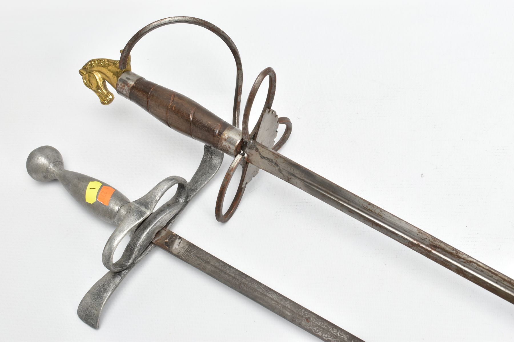 TWO MILITARY STYLE SWORDS, both appear to have been hand made in construction, narrow rapier style - Image 9 of 15