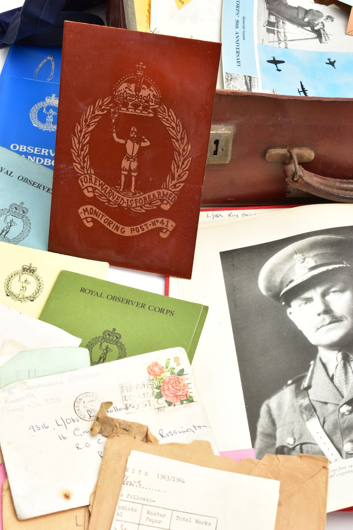 A SMALL SUITCASE CONTAINING AN ARCHIVE OF ROYAL OBSERVER CORPS ITEMS, attributed to Obs R.FOLLOWS - Image 3 of 9