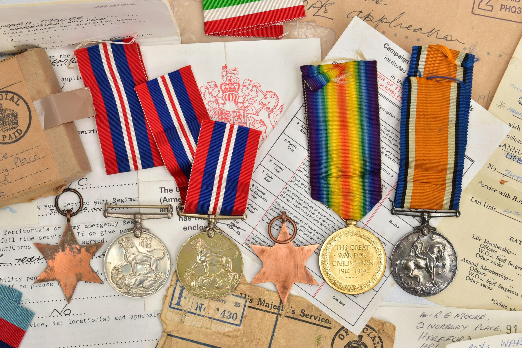 TWO GROUPS OF MEDALS, as follows, British War & Victory medals, named 49513 Pte J.S.Browning, - Image 4 of 9