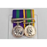 GENERAL SERVICE(CANAL ZONE BAR) & CADET FORCES MEDAL PAIR, on a jacket pocket wearing slide, GSM