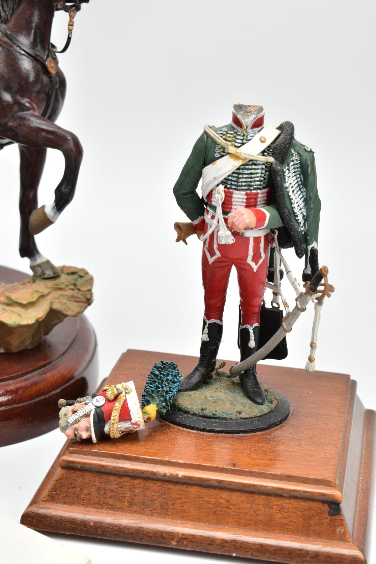 A SMALL COLLECTION OF NAPOLEONIC ERA METAL MILTARY FIGURES, with one horse, several wooden - Image 2 of 8