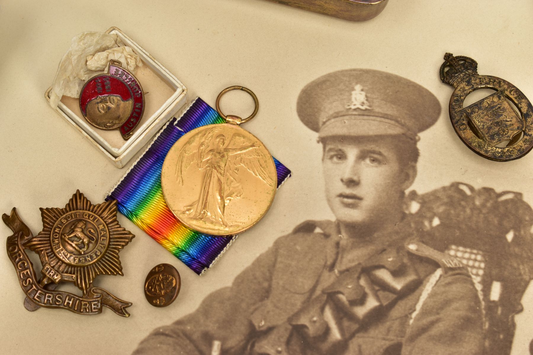 A WORLD WAR ONE ARCHIVE OF MEDALS, DEATH PLAQUE, PHOTOS, etc to include, WWI Victory Medal named - Image 14 of 16