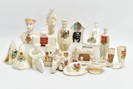 A COLLECTION OF WORLD WAR I CRESTED CHINA, manufactured by Arcadian, Carlton, Clays, Rialto,
