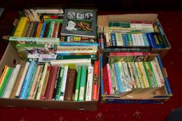 CRICKET BOOKS, three boxes containing approximately 80 hardback titles to include B&H Yearbooks,