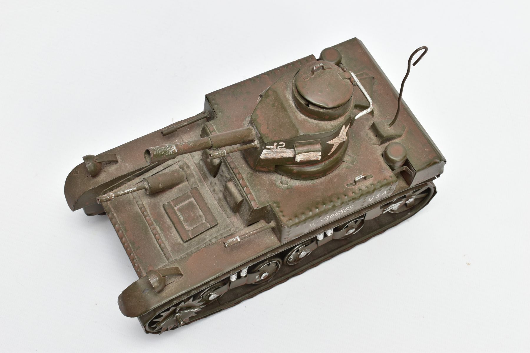 A SCRATCH HANDBUILT METAL MODEL, of a WWII period US Tank, in the style of an M3 Stuart tank, the - Image 6 of 7