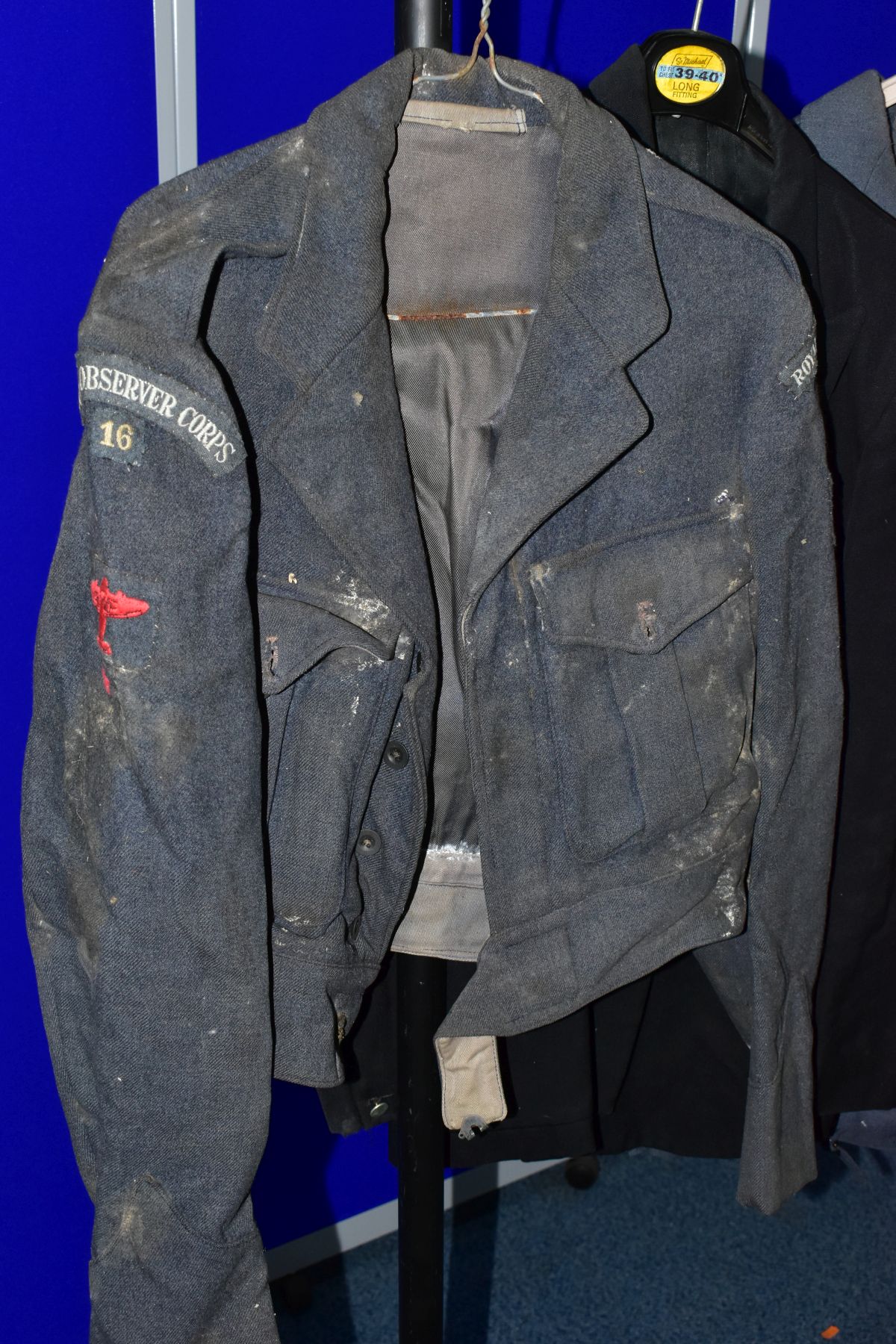 A BOX CONTAINING SEVERAL ITEMS OF ROYAL OBSERVER CORPS UNIFORM, to include jackets, trousers, blazer - Image 3 of 13