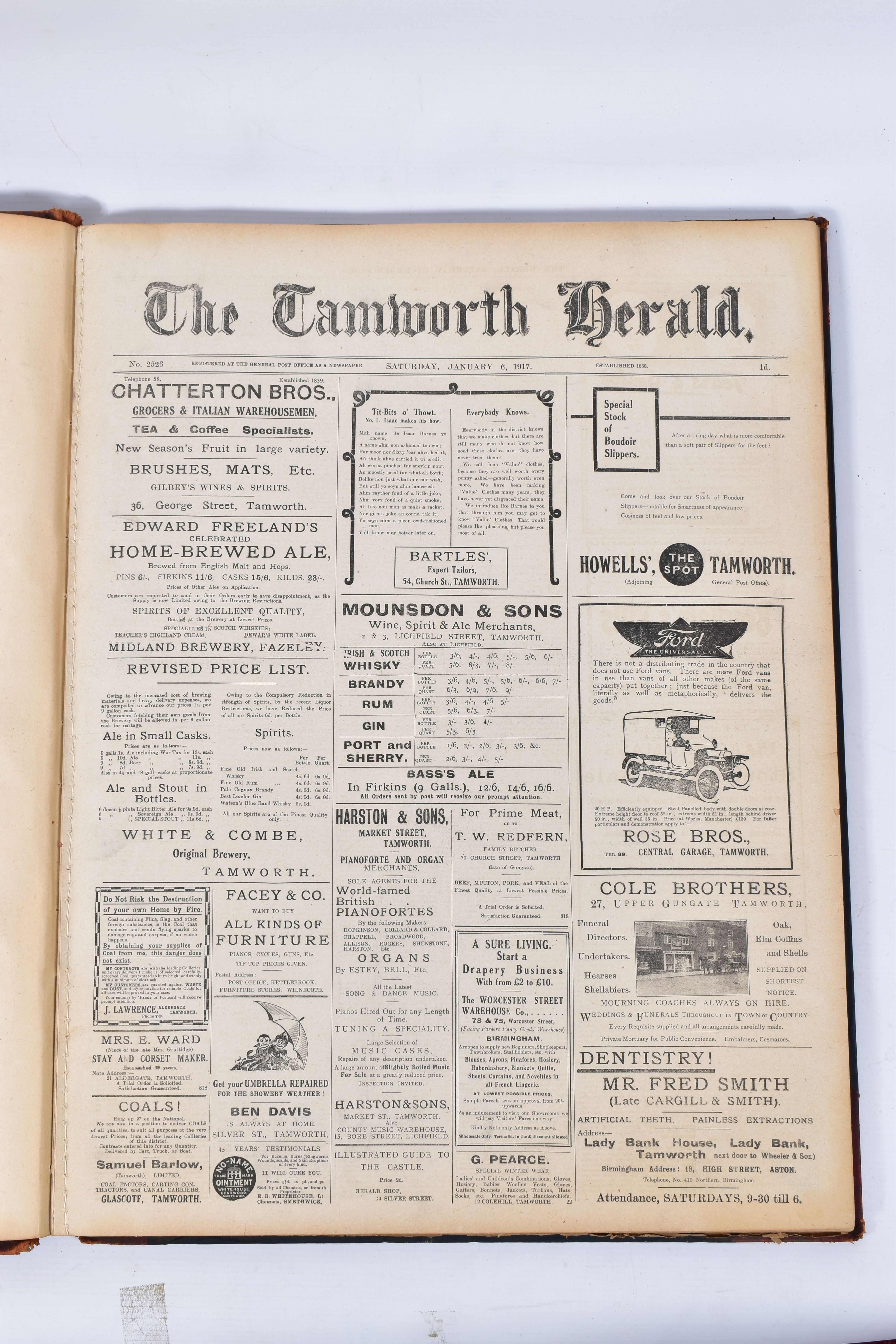 THE TAMWORTH HERALD, an Archive of the Tamworth Herald Newspaper from 1917, the newspapers are bound