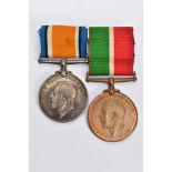 A MERCHANTILE MARINE WAR & BRITISH WAR MEDAL PAIR, on a wearing bar, named John P Cain,