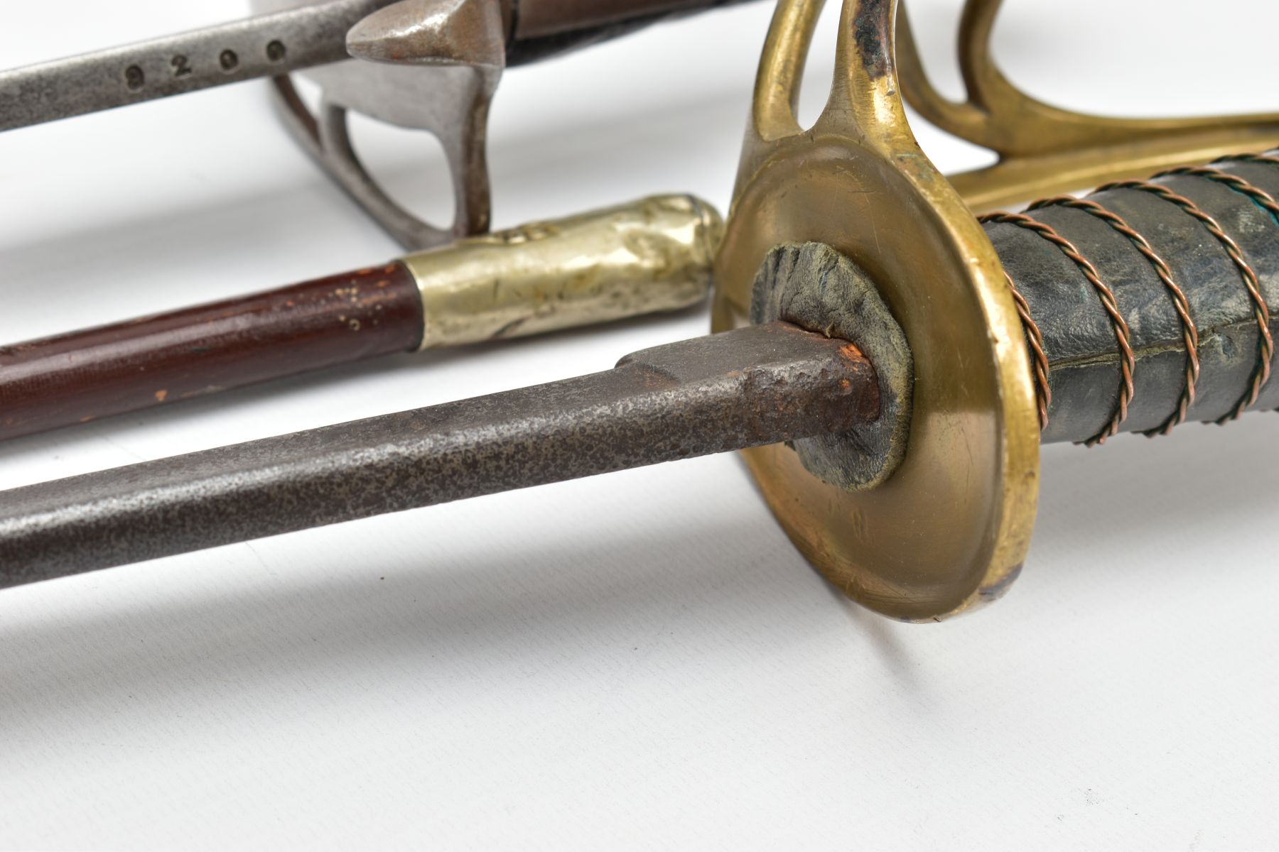 TWO MILITARY SWORDS AND OFFICERS SWAGGER STICK, a Royal Artillery officers sword by Henry - Image 12 of 21