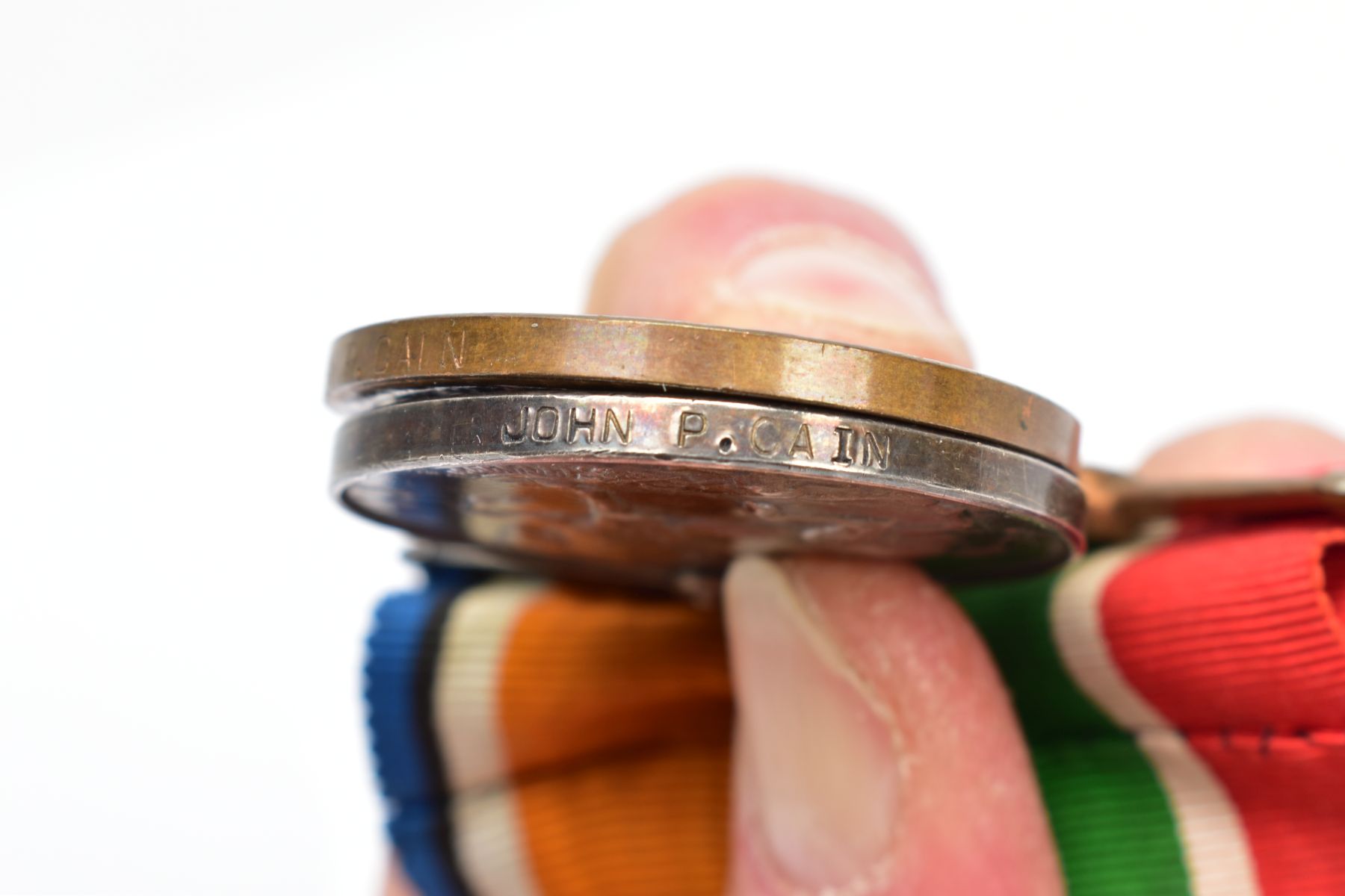 A MERCHANTILE MARINE WAR & BRITISH WAR MEDAL PAIR, on a wearing bar, named John P Cain, - Image 5 of 6