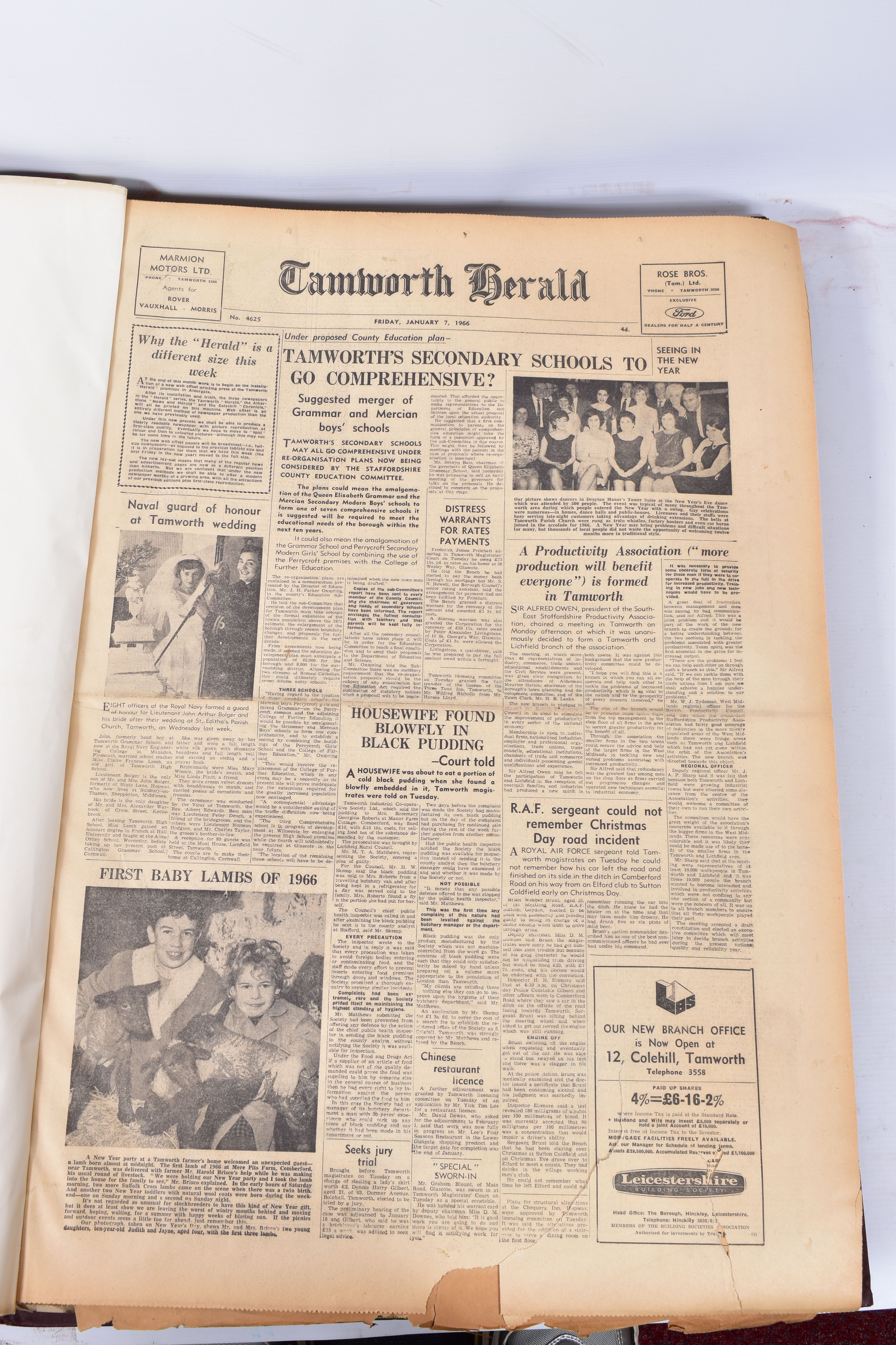THE TAMWORTH HERALD, an Archive of the Tamworth Herald Newspaper from 1966, the newspapers are bound