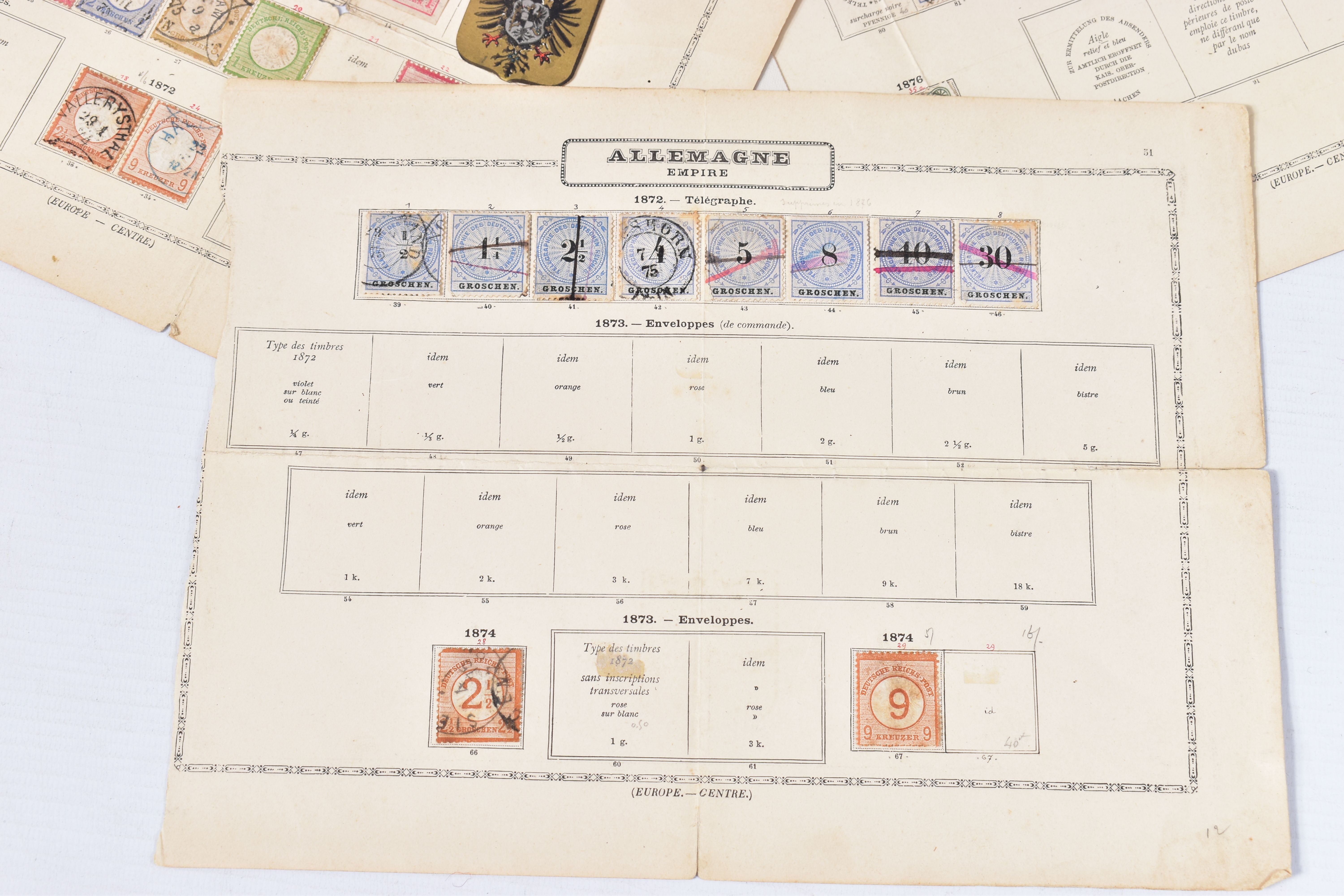 FOLDER OF OLD GERMAN STAMPS, on album pages from 1875 to 1920s, also note some revenues from the - Image 5 of 5