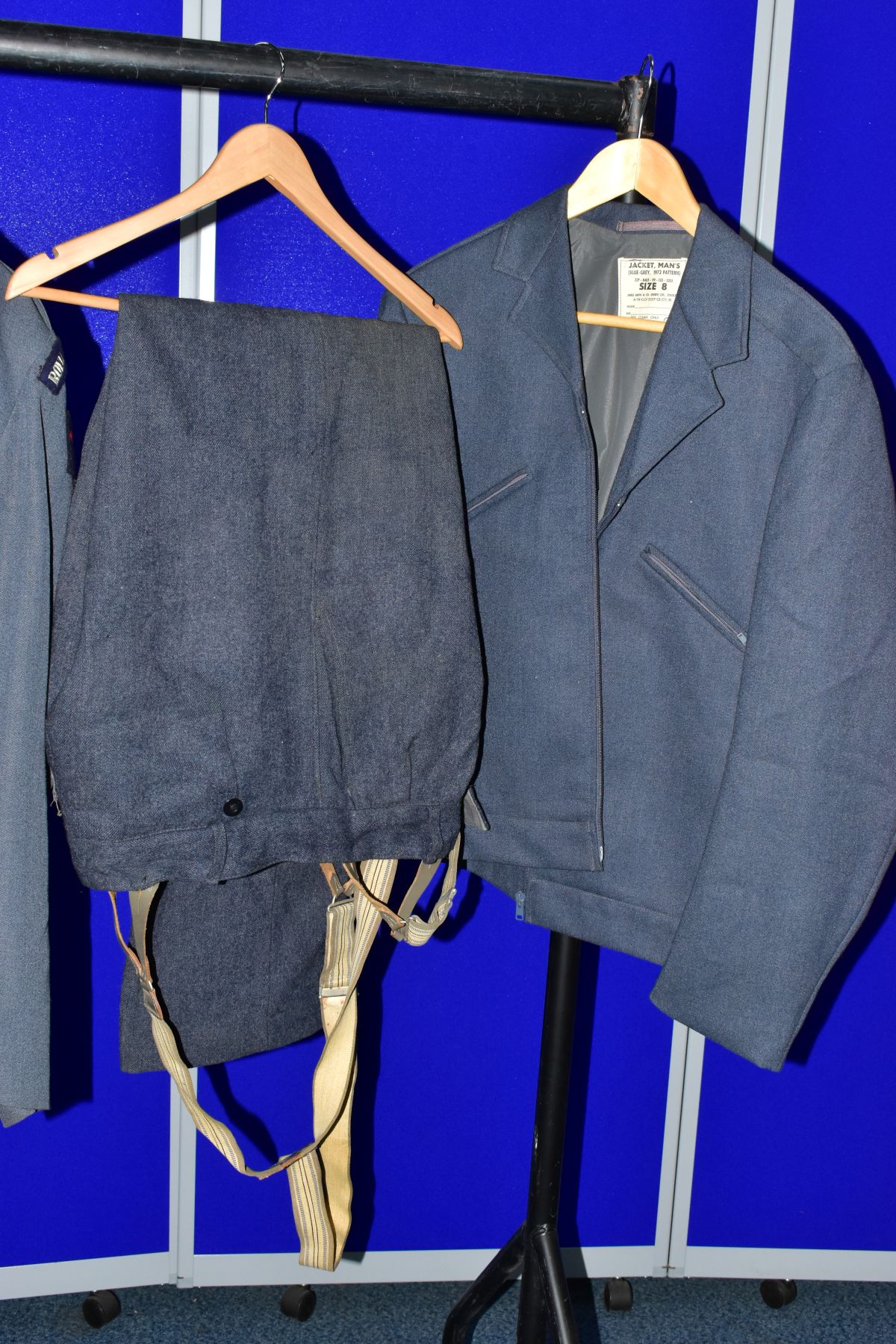 A BOX CONTAINING SEVERAL ITEMS OF ROYAL OBSERVER CORPS UNIFORM, to include jackets, trousers, blazer - Image 11 of 13