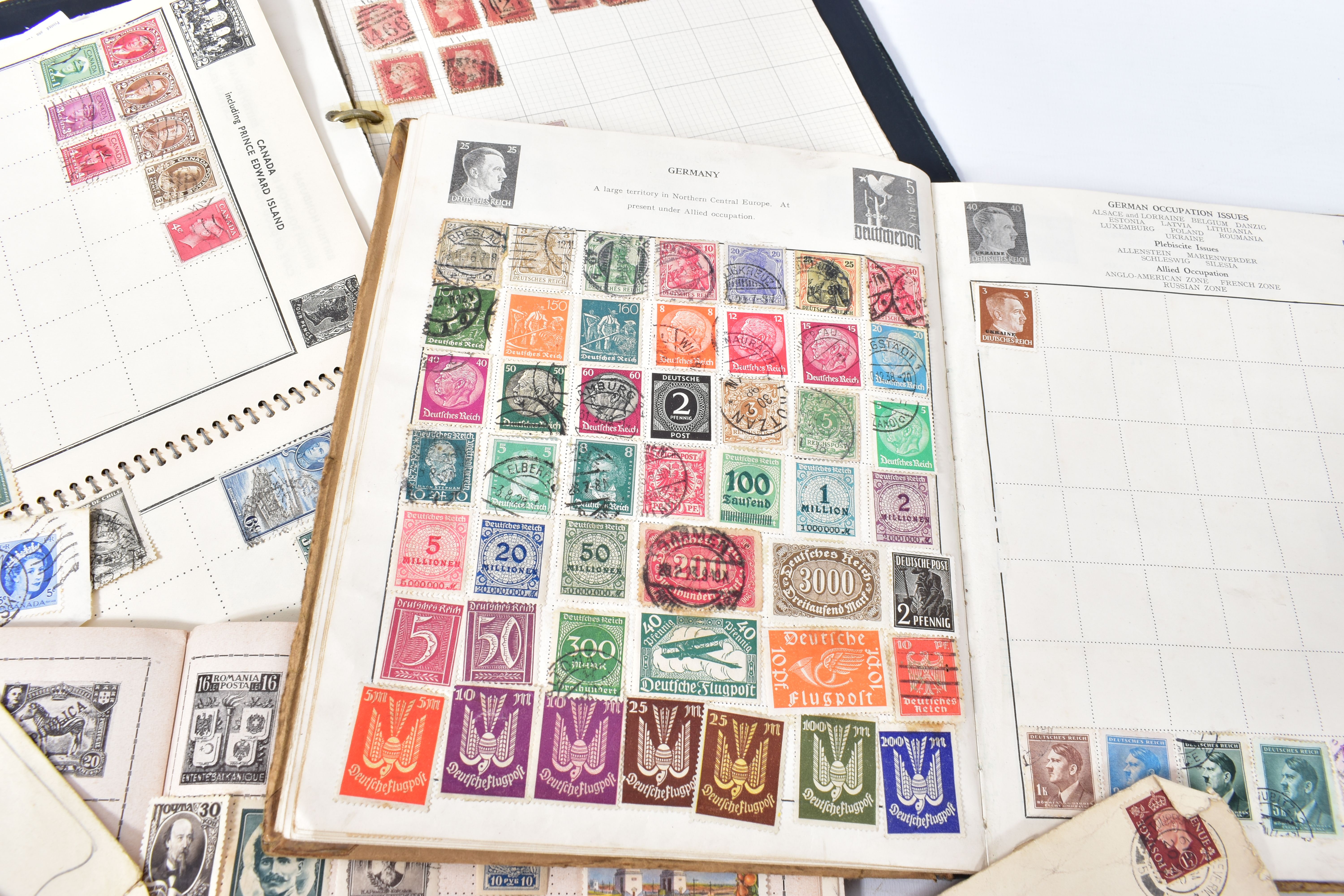 COLLECTION OF STAMPS IN FOUR JUNIOR TYPE ALBUMS AND ENVELOPES, we note GB 1935 silver jubilee 3s - Image 2 of 8