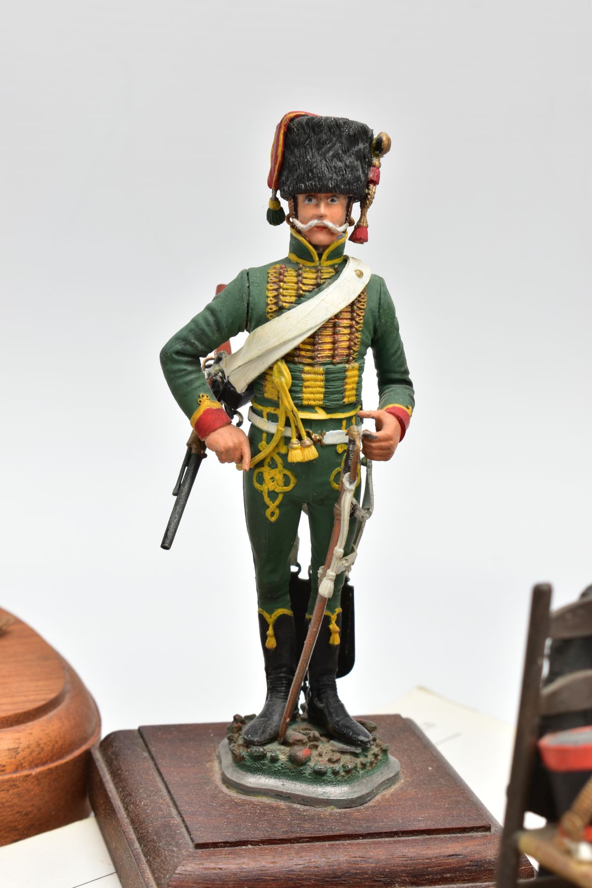 A SMALL COLLECTION OF NAPOLEONIC ERA METAL MILTARY FIGURES, with one horse, several wooden - Image 7 of 8