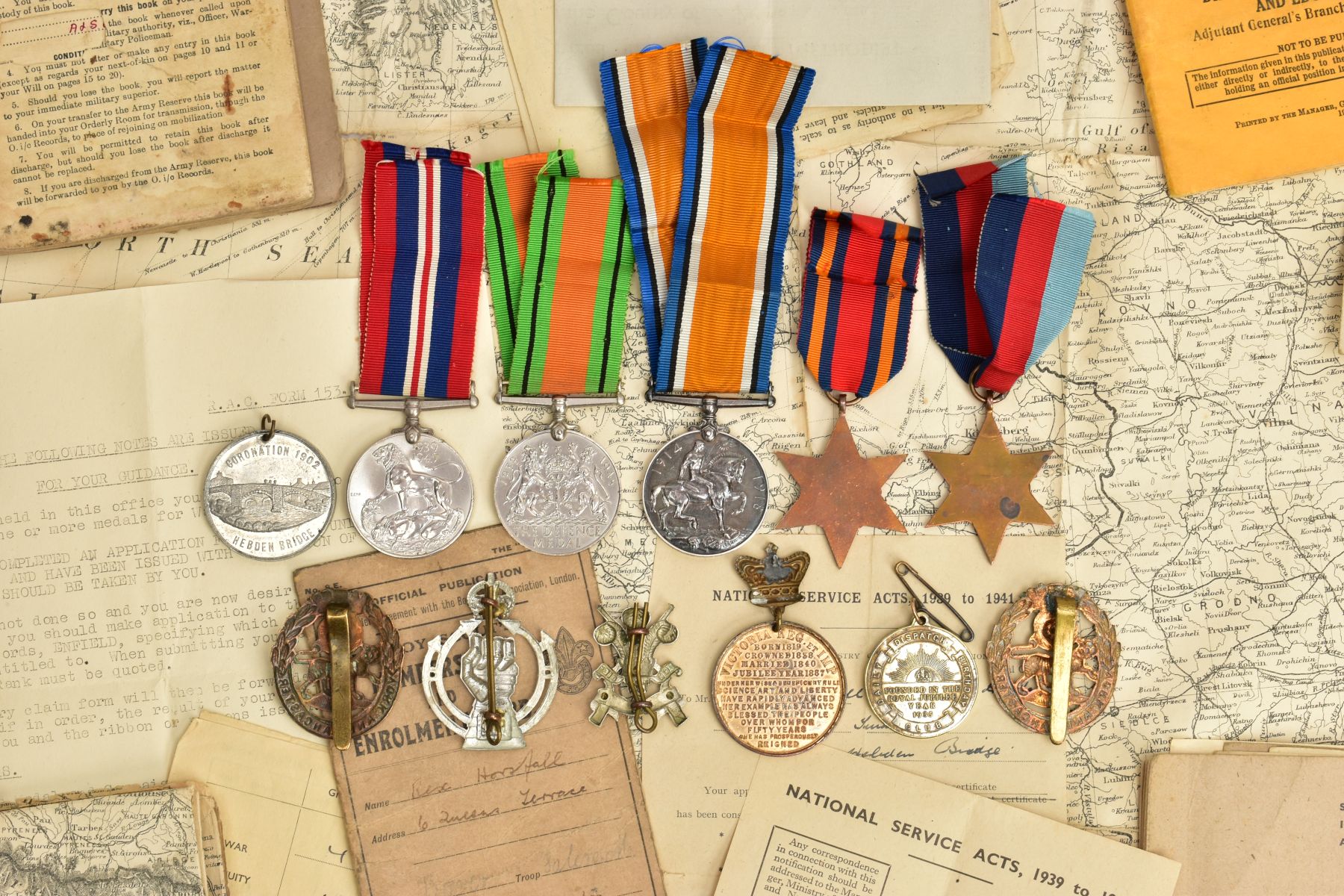 A BOX CONTAINING WORLD WAR TWO MEDALS, CAP BADGES AND EPHEMERA, to include, 1939-45, Burma Stars, - Image 5 of 12