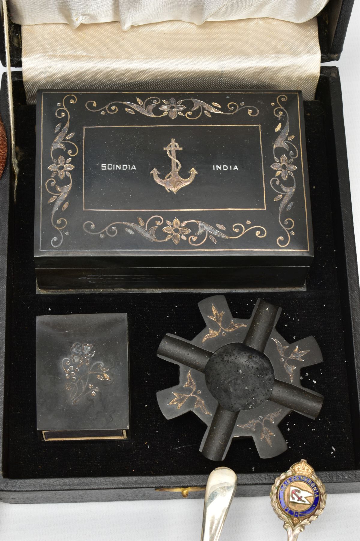 AN ACCUMULATION OF MERCHANT NAVY ITEMS, as follows, large Mappin and Webb Tray with Anchor logo in - Image 4 of 12