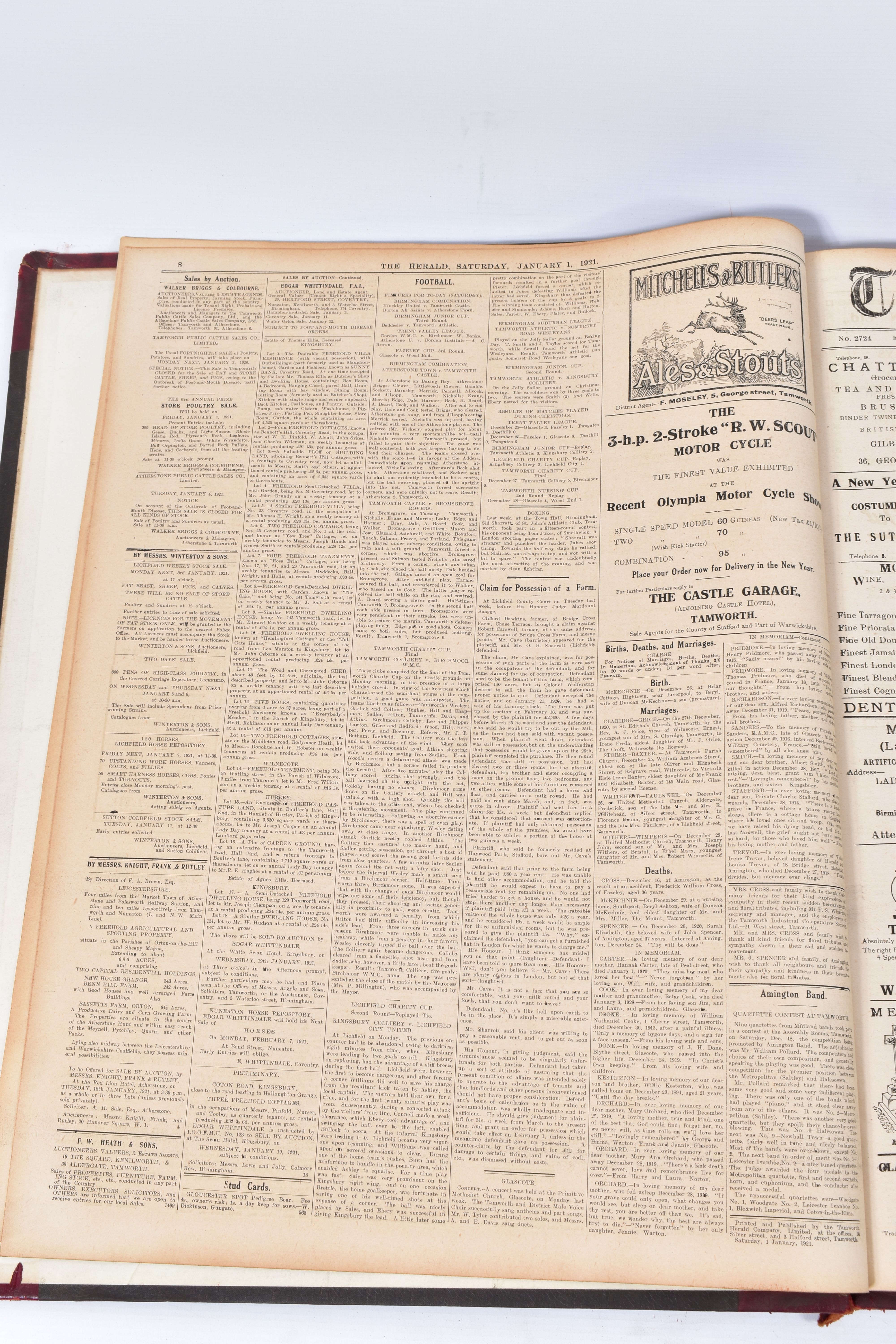 THE TAMWORTH HERALD, an Archive of the Tamworth Herald Newspaper from 1921, the newspapers are bound - Image 4 of 8
