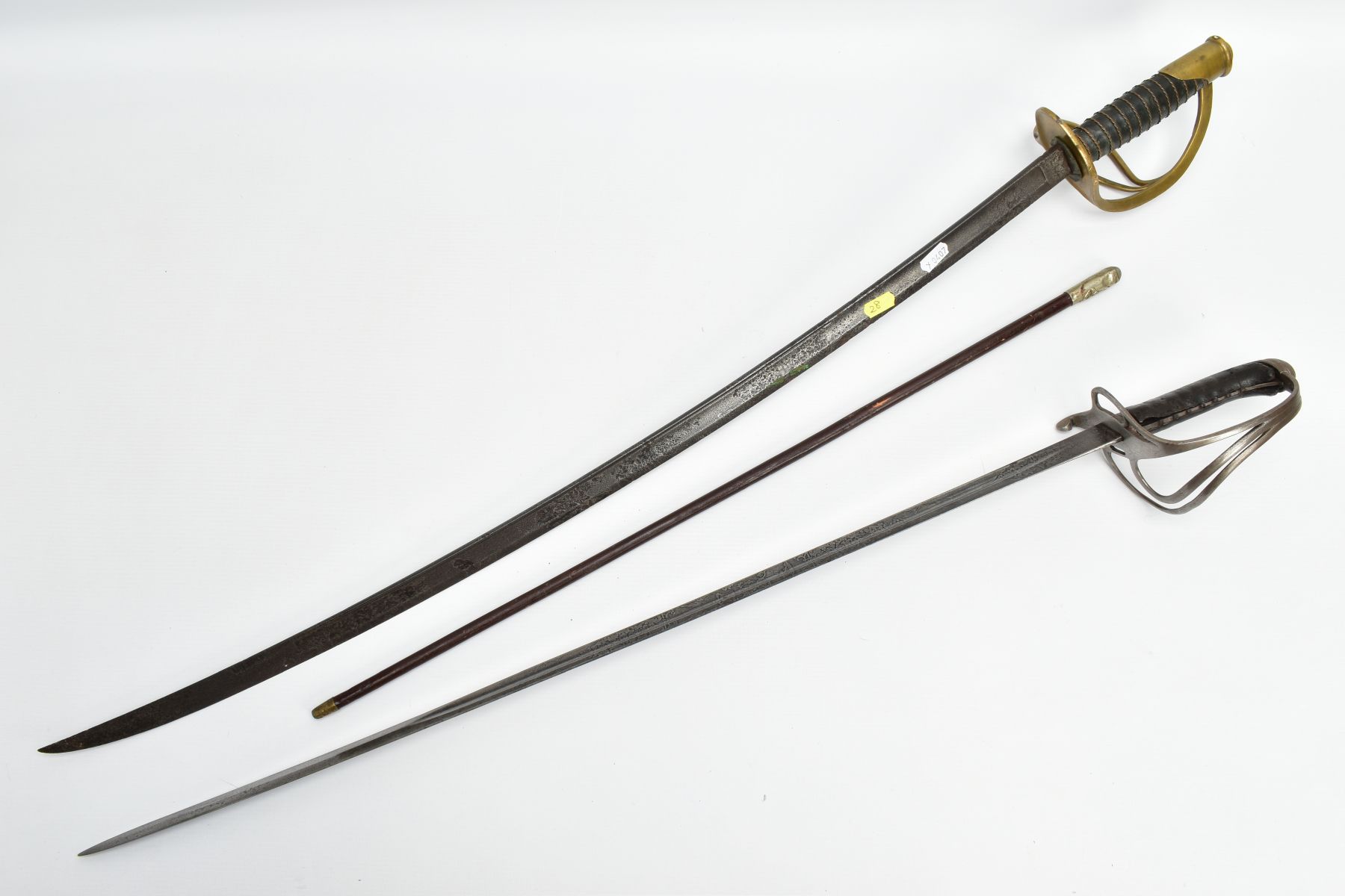 TWO MILITARY SWORDS AND OFFICERS SWAGGER STICK, a Royal Artillery officers sword by Henry - Image 13 of 21