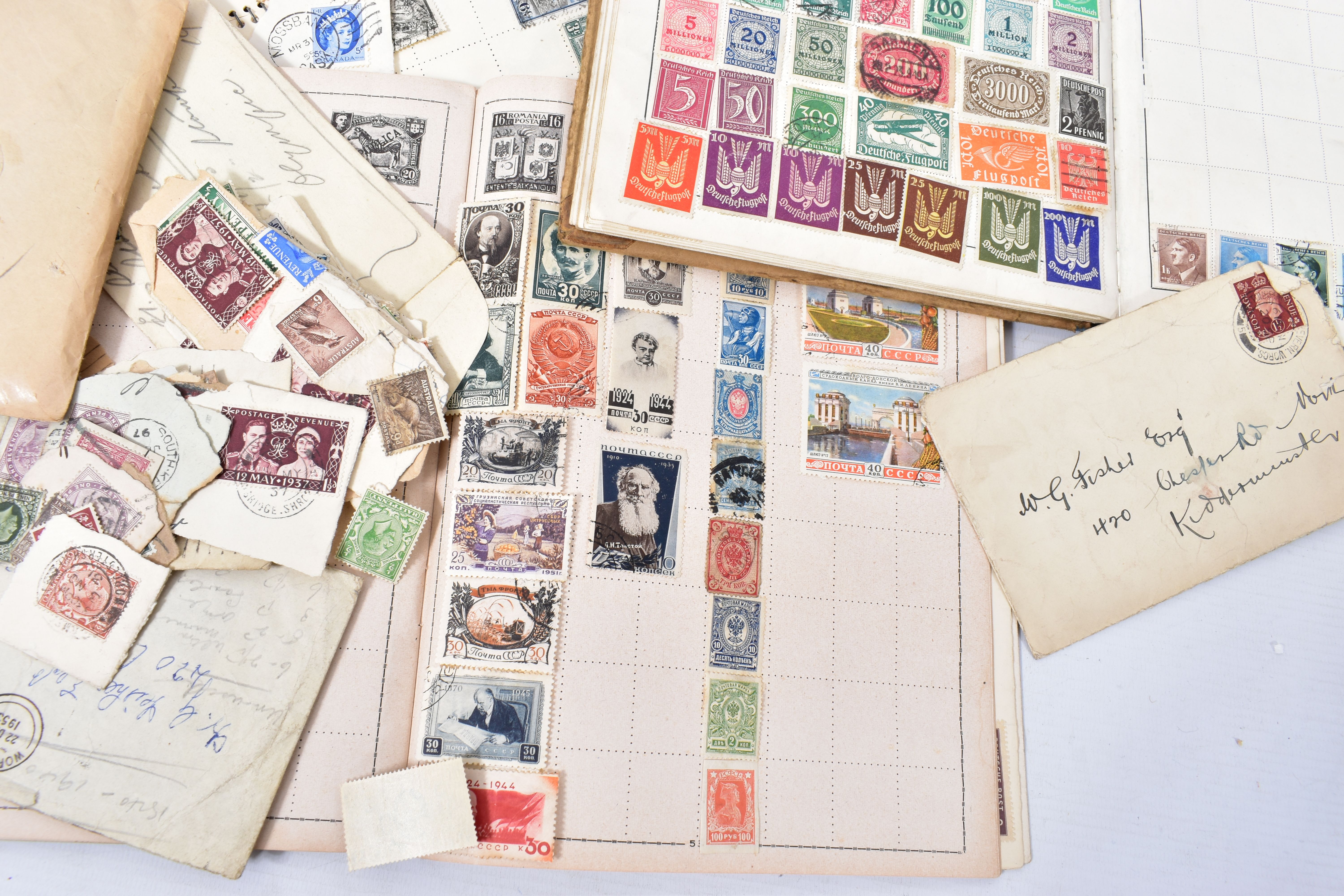 COLLECTION OF STAMPS IN FOUR JUNIOR TYPE ALBUMS AND ENVELOPES, we note GB 1935 silver jubilee 3s - Image 6 of 8